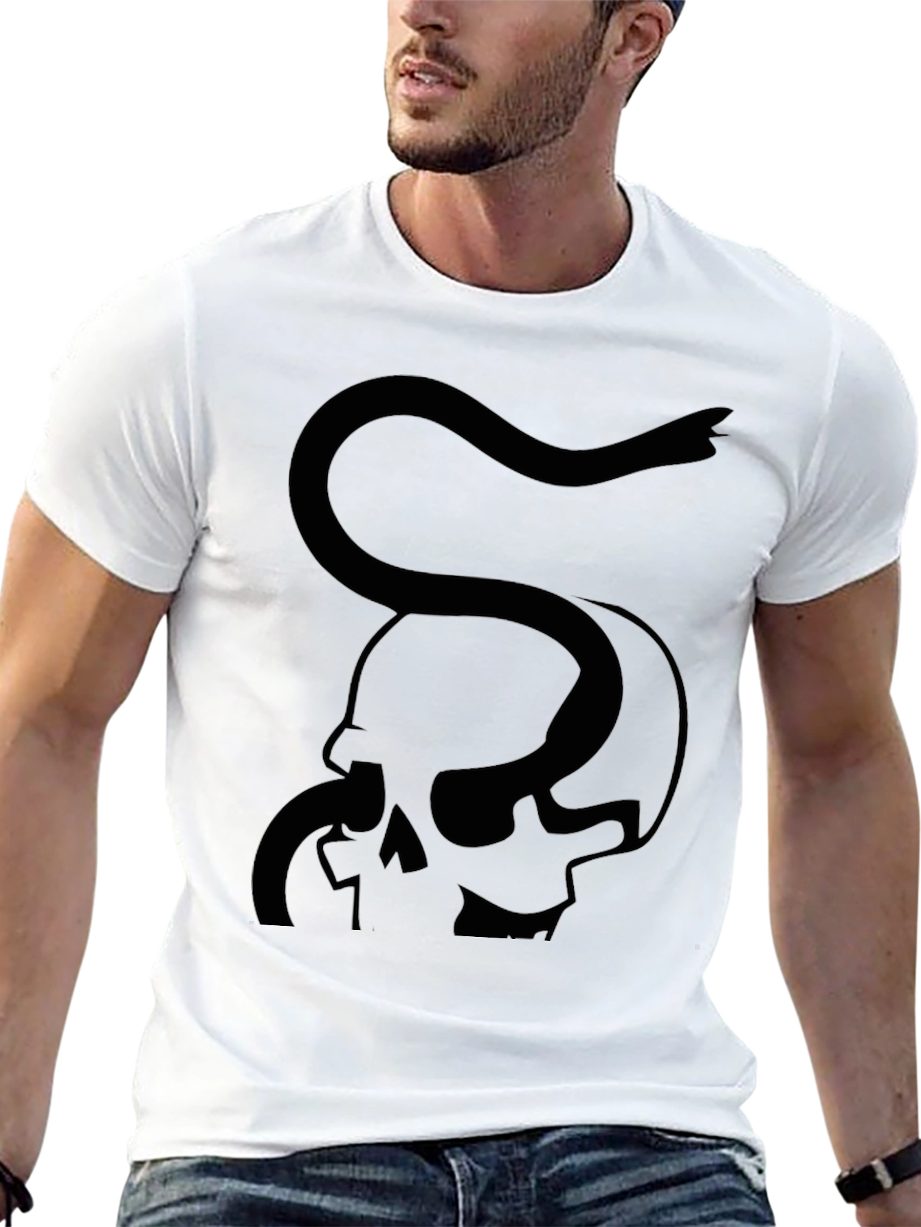 Skull & Snake Graphic Tee - Black