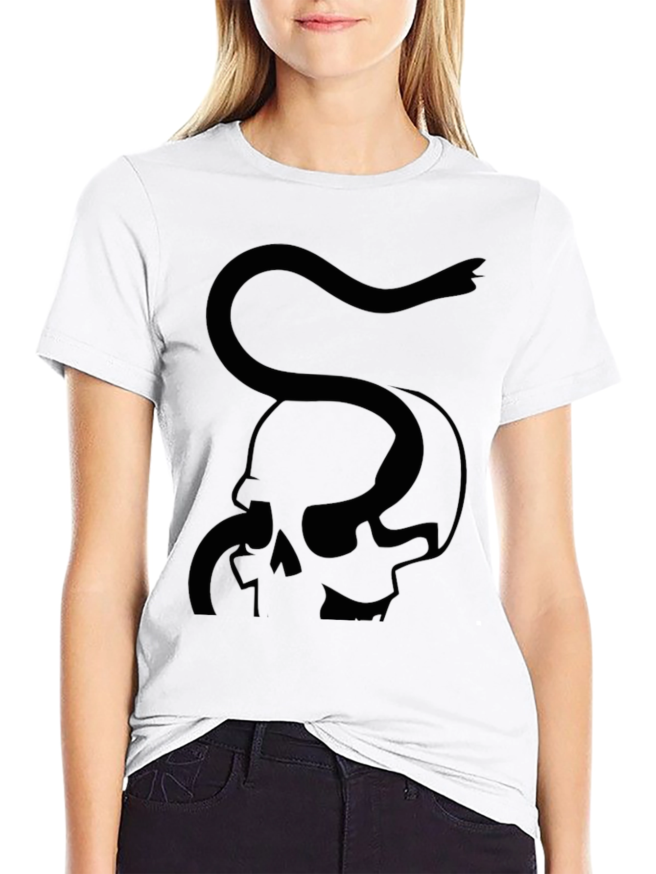 Skull & Snake Graphic Tee - Black