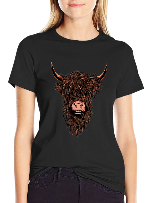 Highland Cow Graphic Print Tee - Trendy Unisex T-Shirt