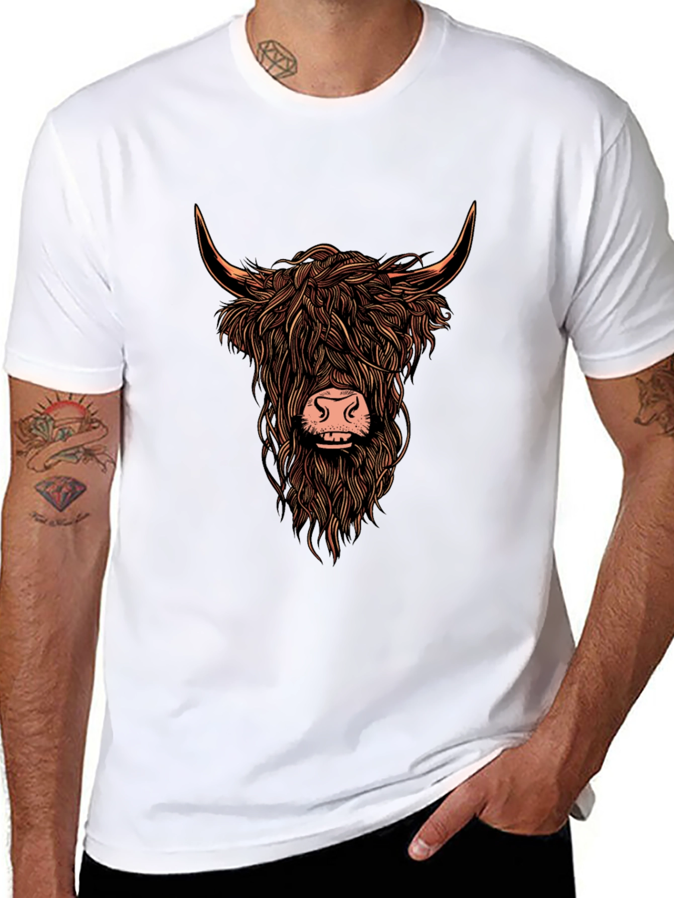 Highland Cow Graphic Print Tee - Trendy Unisex T-Shirt