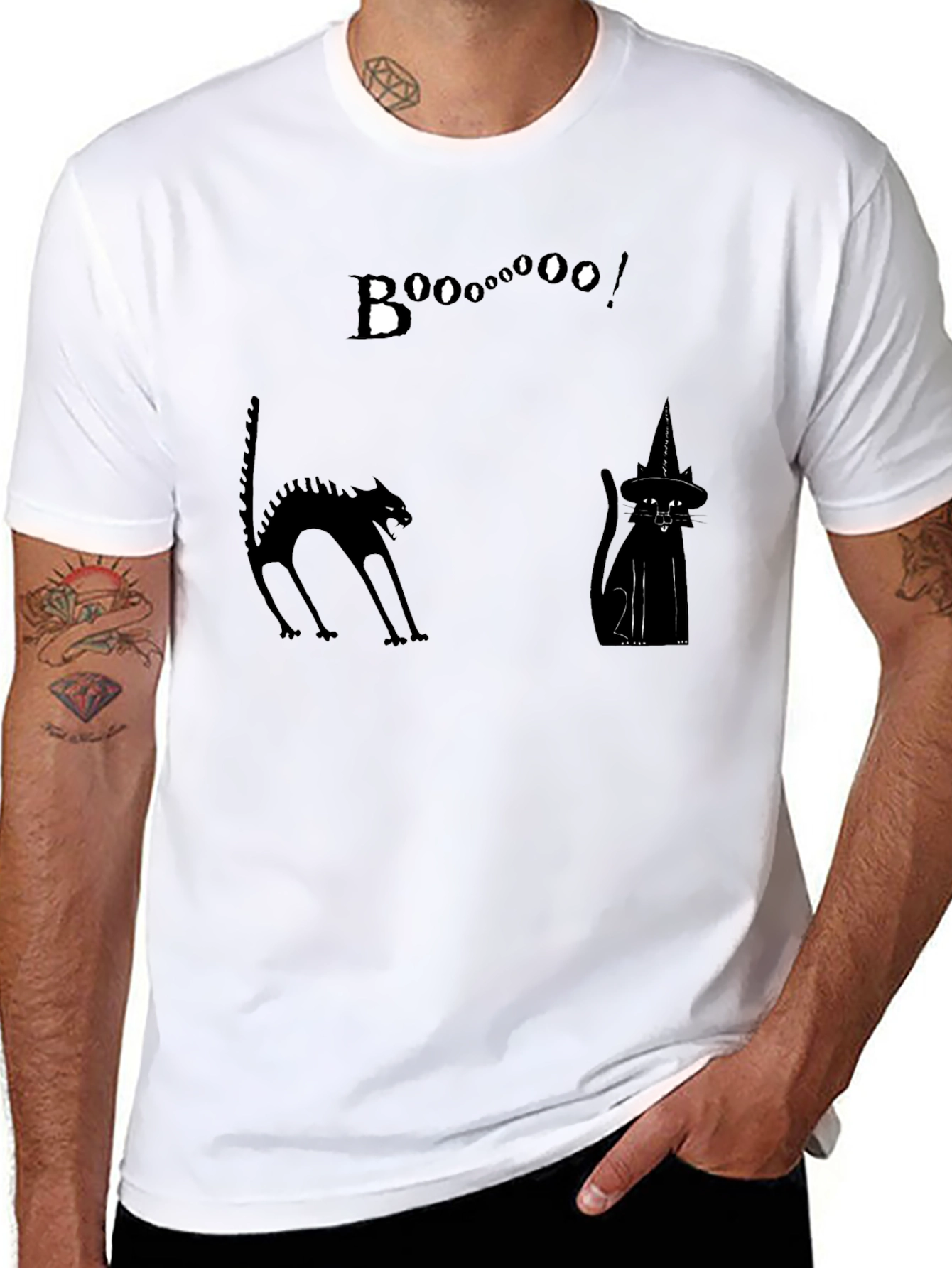 Boo! Black Cat Halloween Graphic Tee