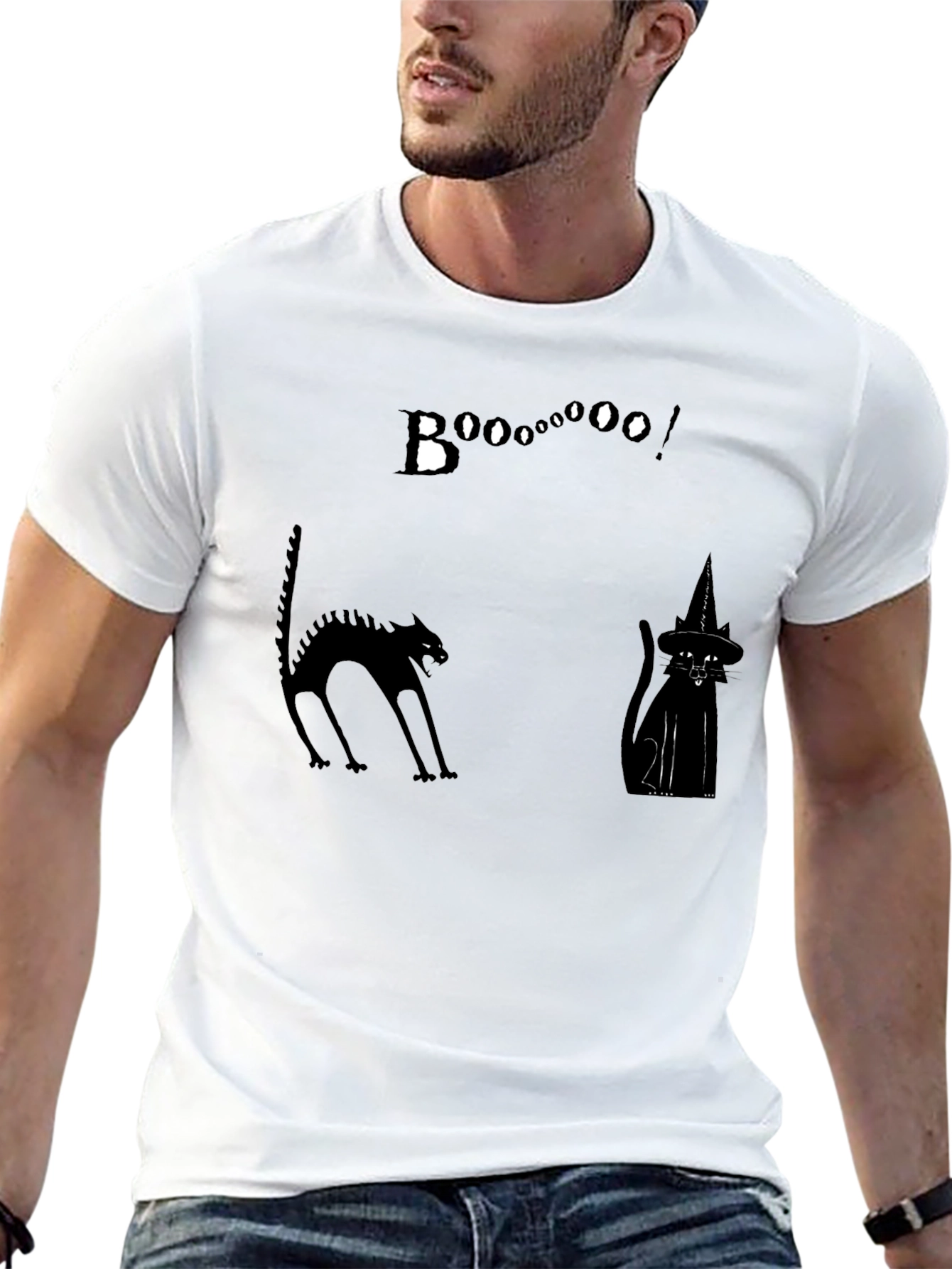 Boo! Black Cat Halloween Graphic Tee
