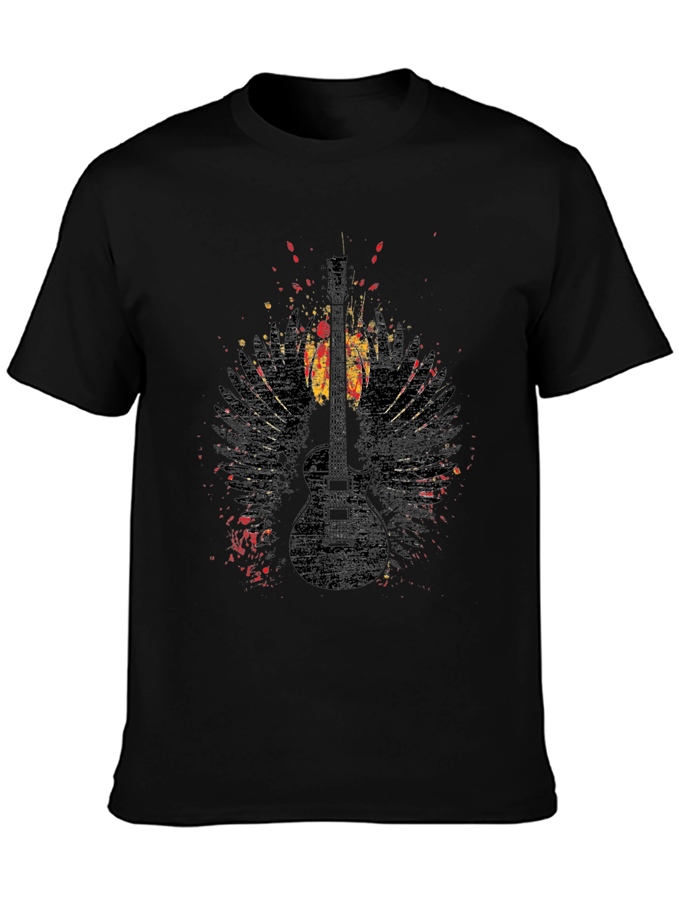 Grunge Guitar Wings Graphic Tee - Rock Style Shirt