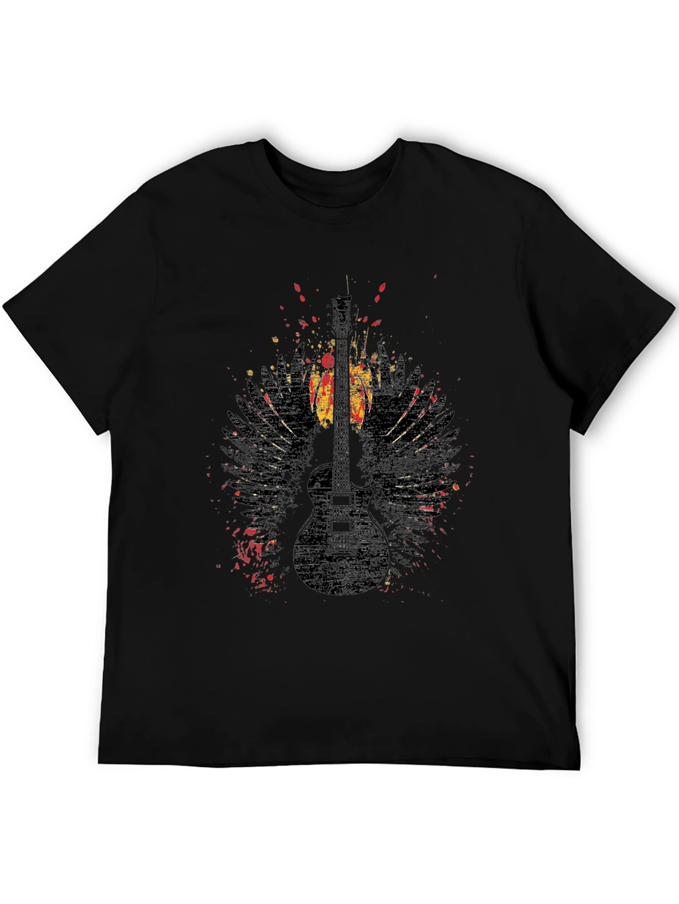 Grunge Guitar Wings Graphic Tee - Rock Style Shirt