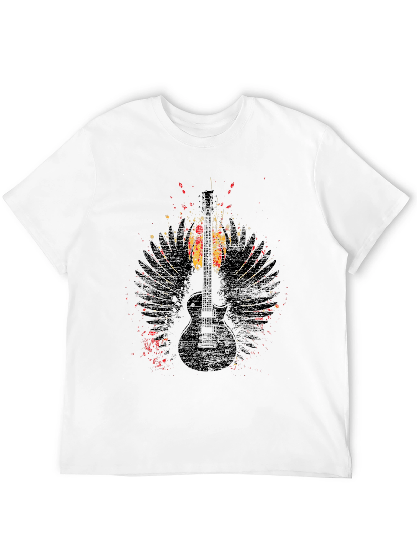 Grunge Guitar Wings Graphic Tee - Rock Style Shirt