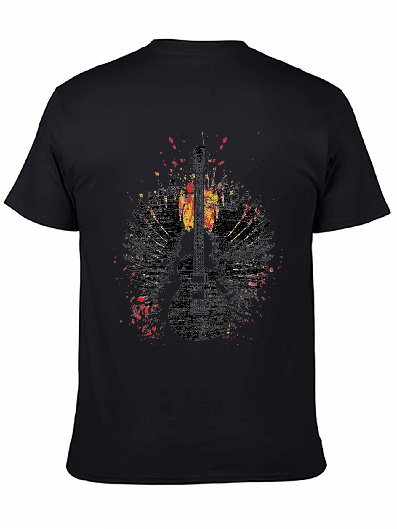 Grunge Guitar Wings Graphic Tee - Rock Style Shirt