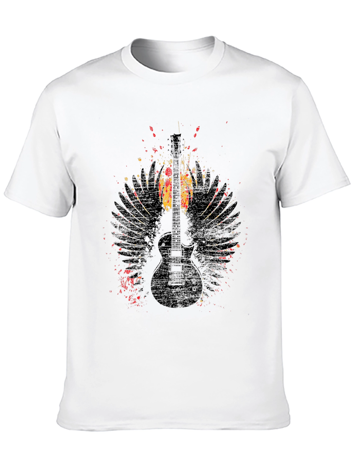 Grunge Guitar Wings Graphic Tee - Rock Style Shirt