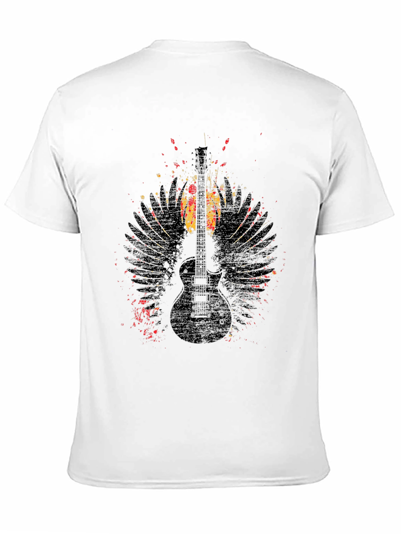Grunge Guitar Wings Graphic Tee - Rock Style Shirt