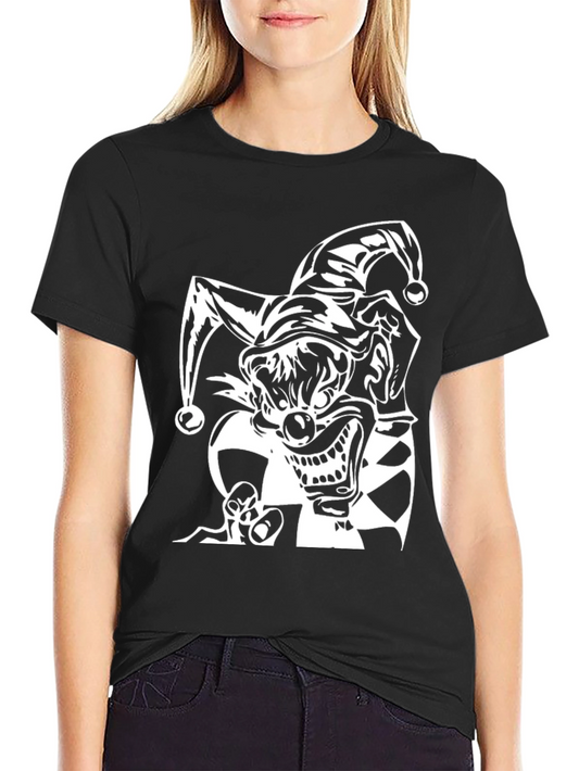 Evil Jester Graphic Tee - Black Cotton Shirt