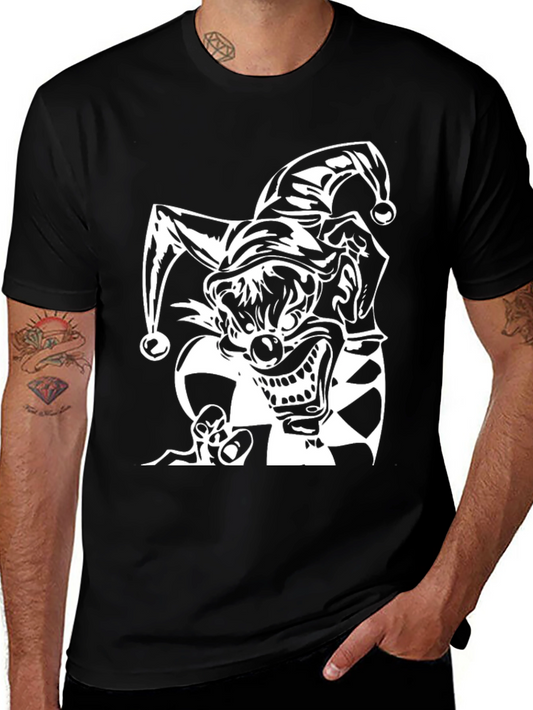 Evil Jester Graphic Tee - Black Cotton Shirt
