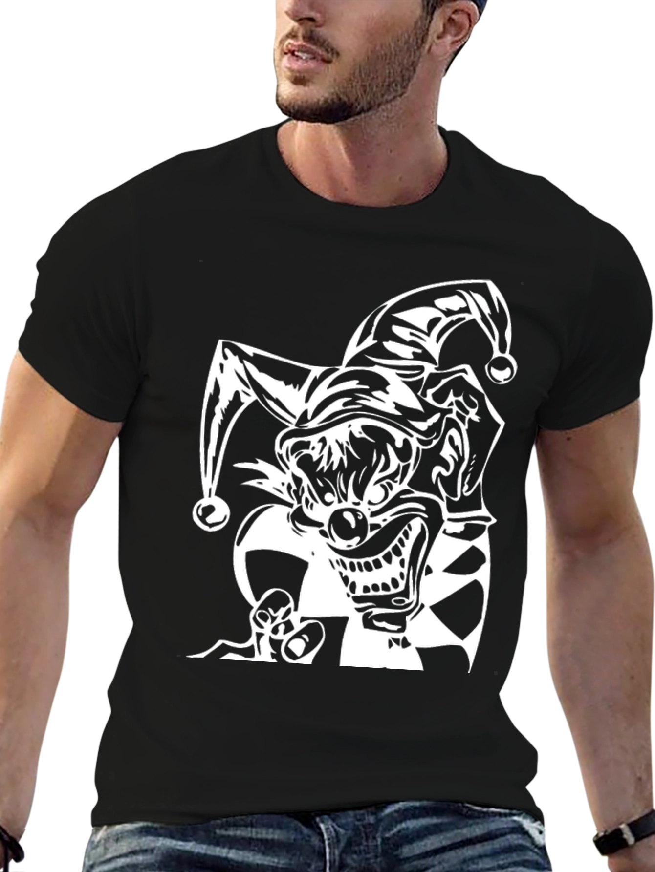 Evil Jester Graphic Tee - Black Cotton Shirt