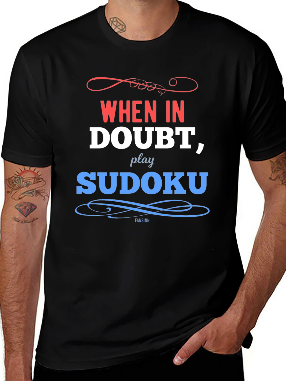 When In Doubt Play Sudoku Black T-Shirt