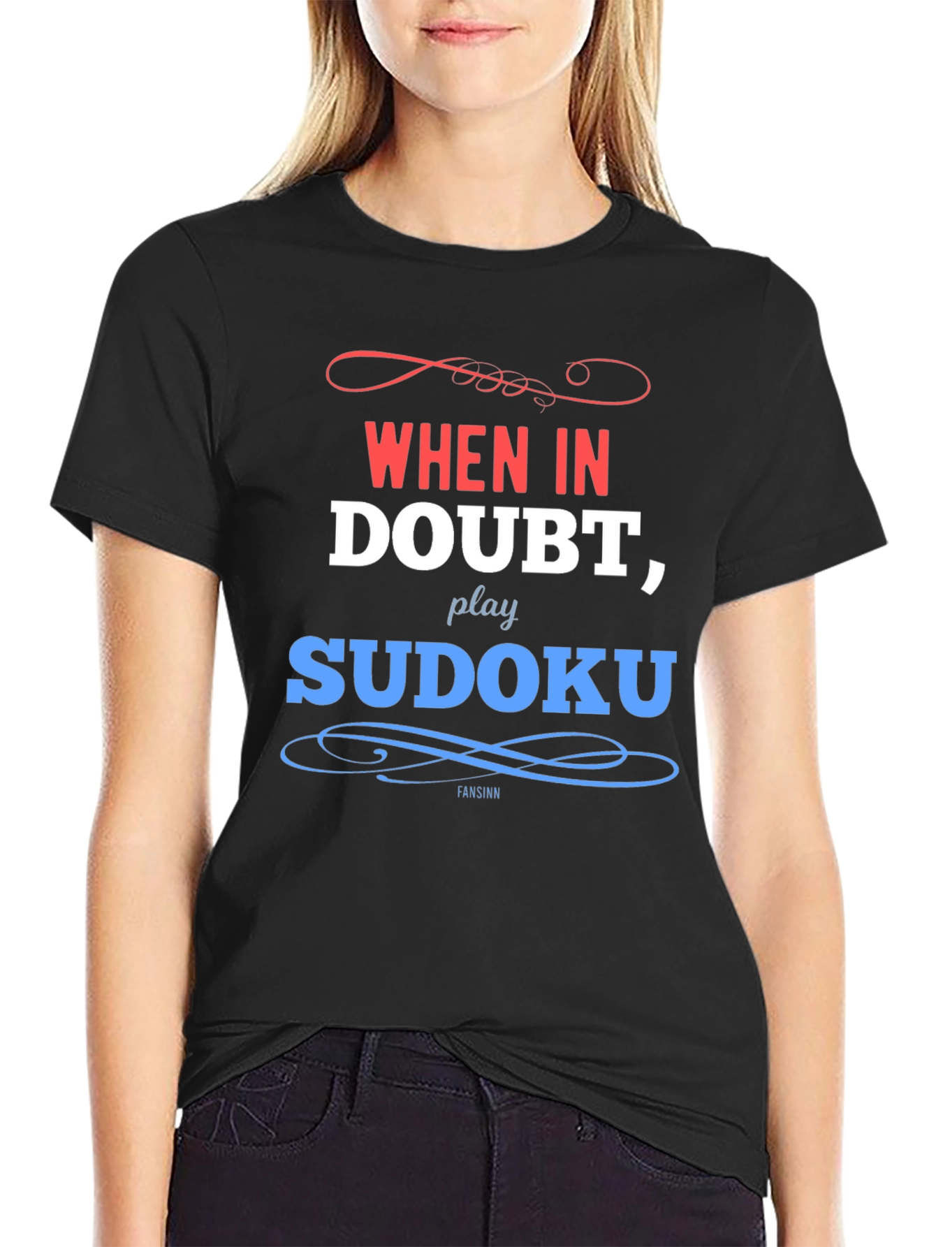 When In Doubt Play Sudoku Black T-Shirt
