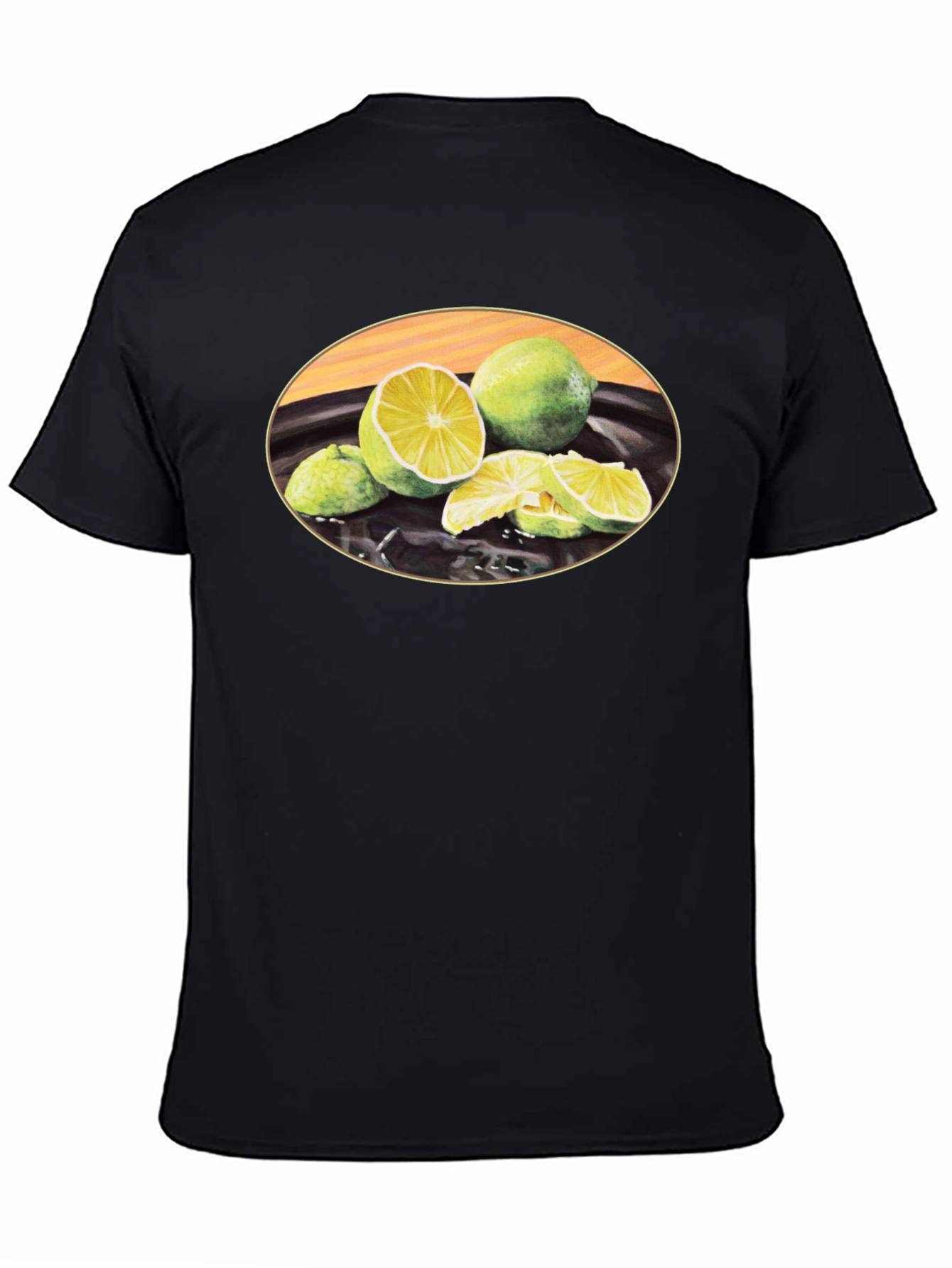 Lime Fruit Graphic Black T-Shirt