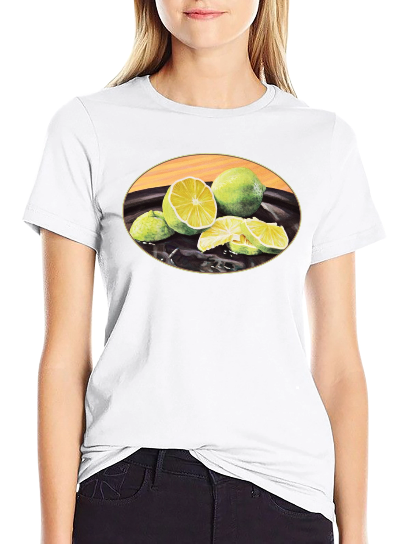 Lime Fruit Graphic Black T-Shirt