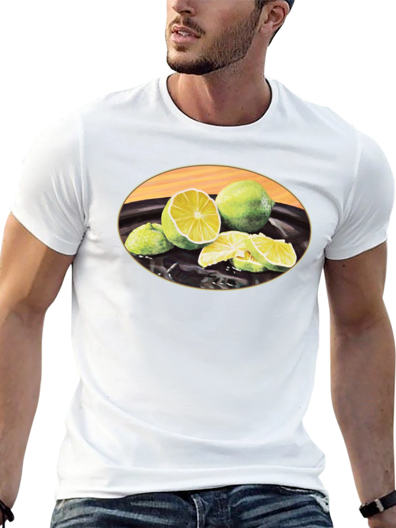 Lime Fruit Graphic Black T-Shirt