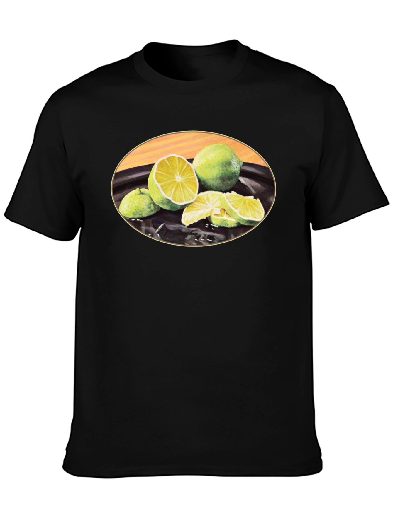 Lime Fruit Graphic Black T-Shirt