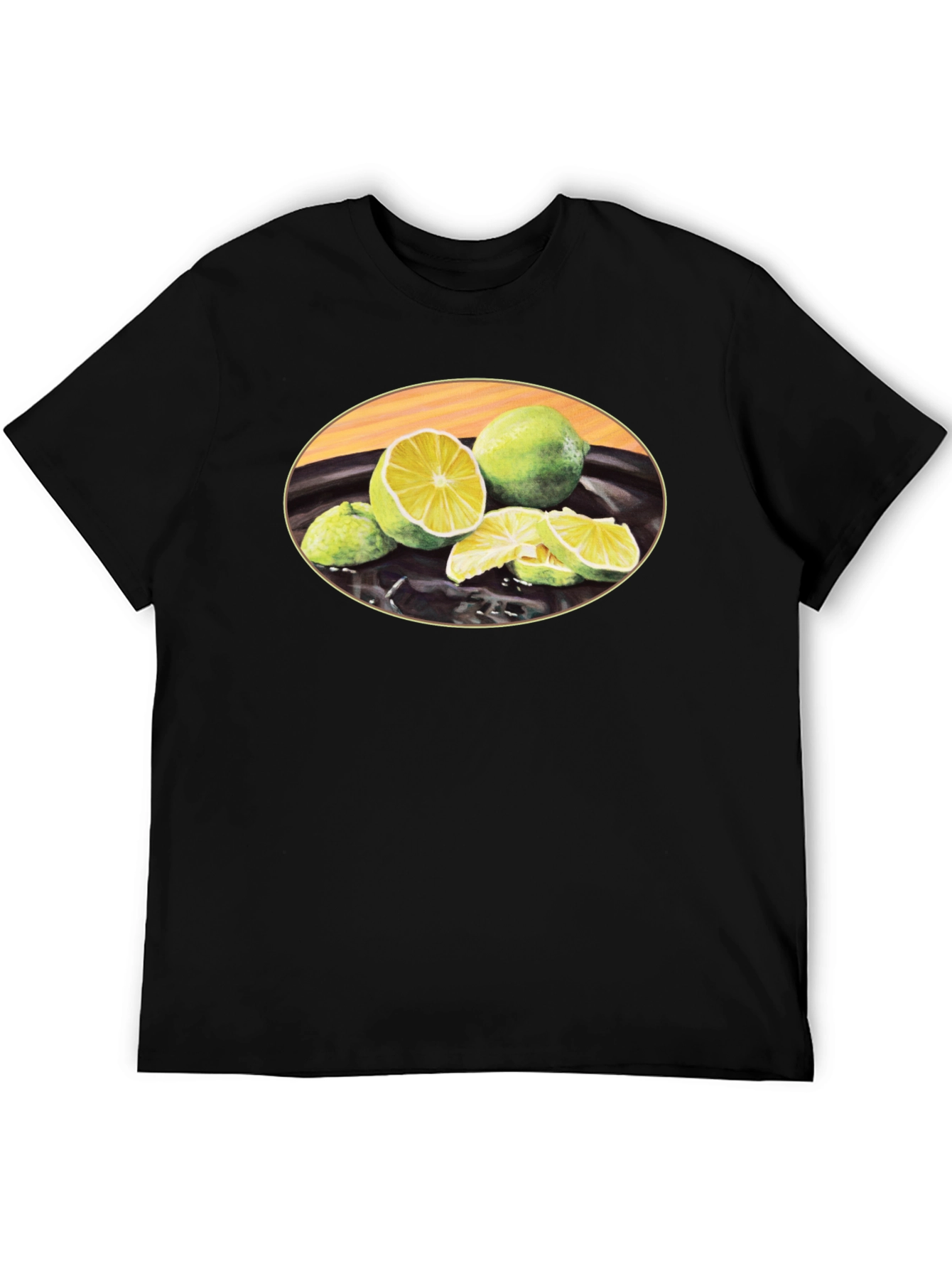 Lime Fruit Graphic Black T-Shirt