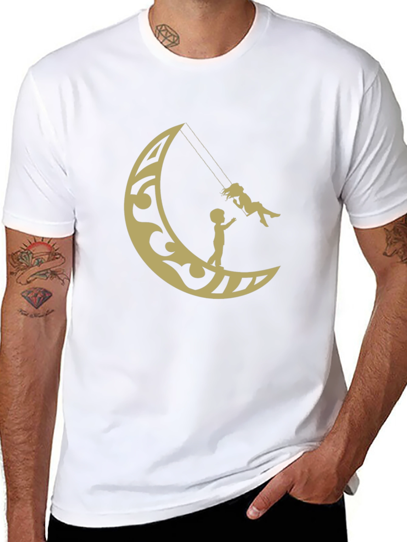 Moon Swing Graphic Tee - Stylish Cotton T-Shirt
