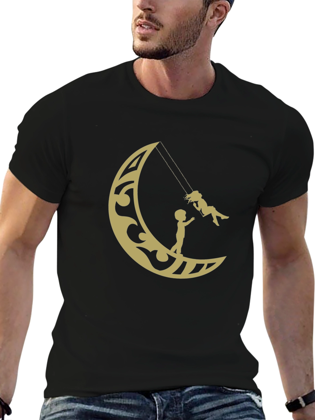 Moon Swing Graphic Tee - Stylish Cotton T-Shirt