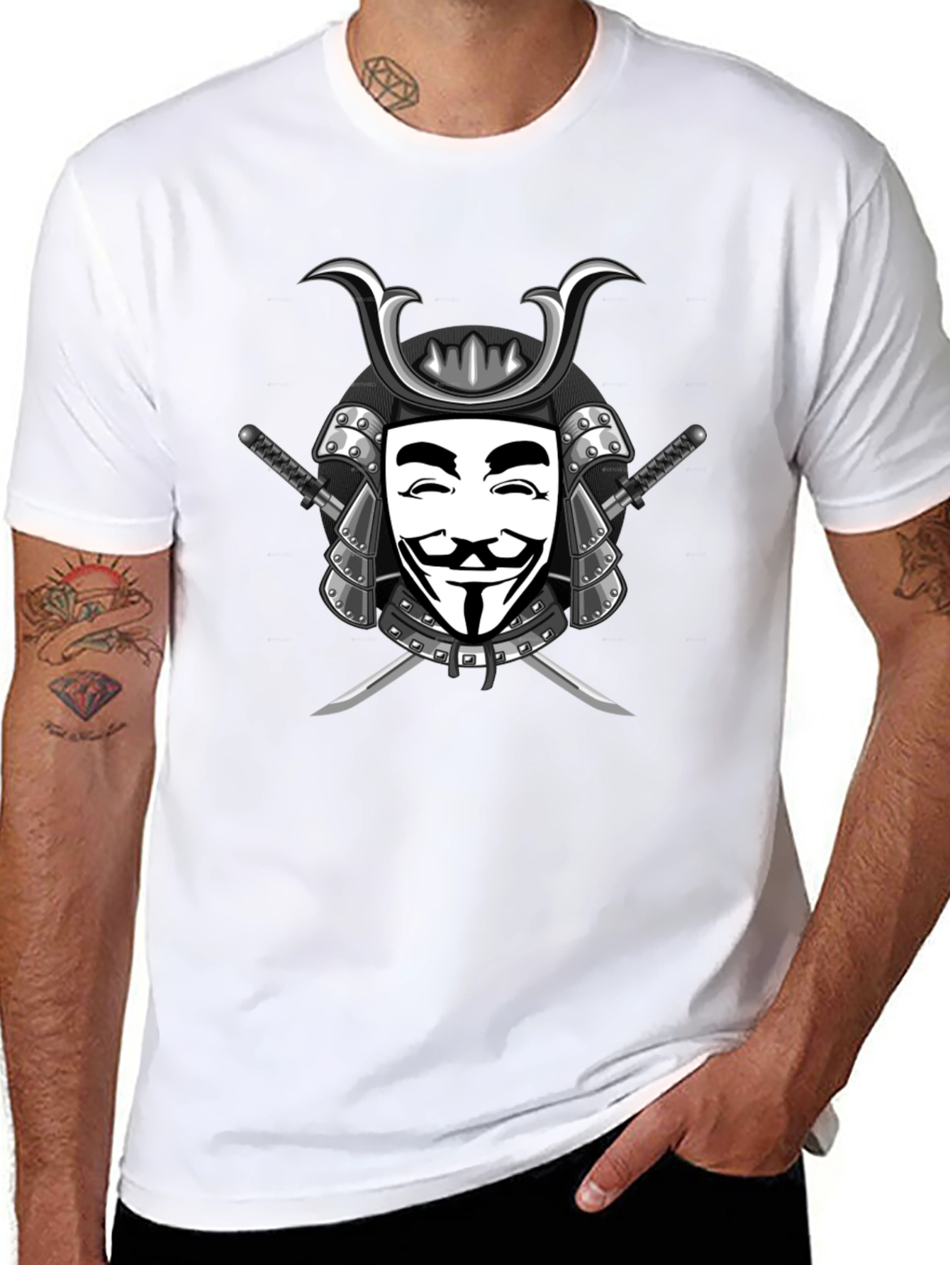 Samurai V Anonymous Mask Graphic T-Shirt
