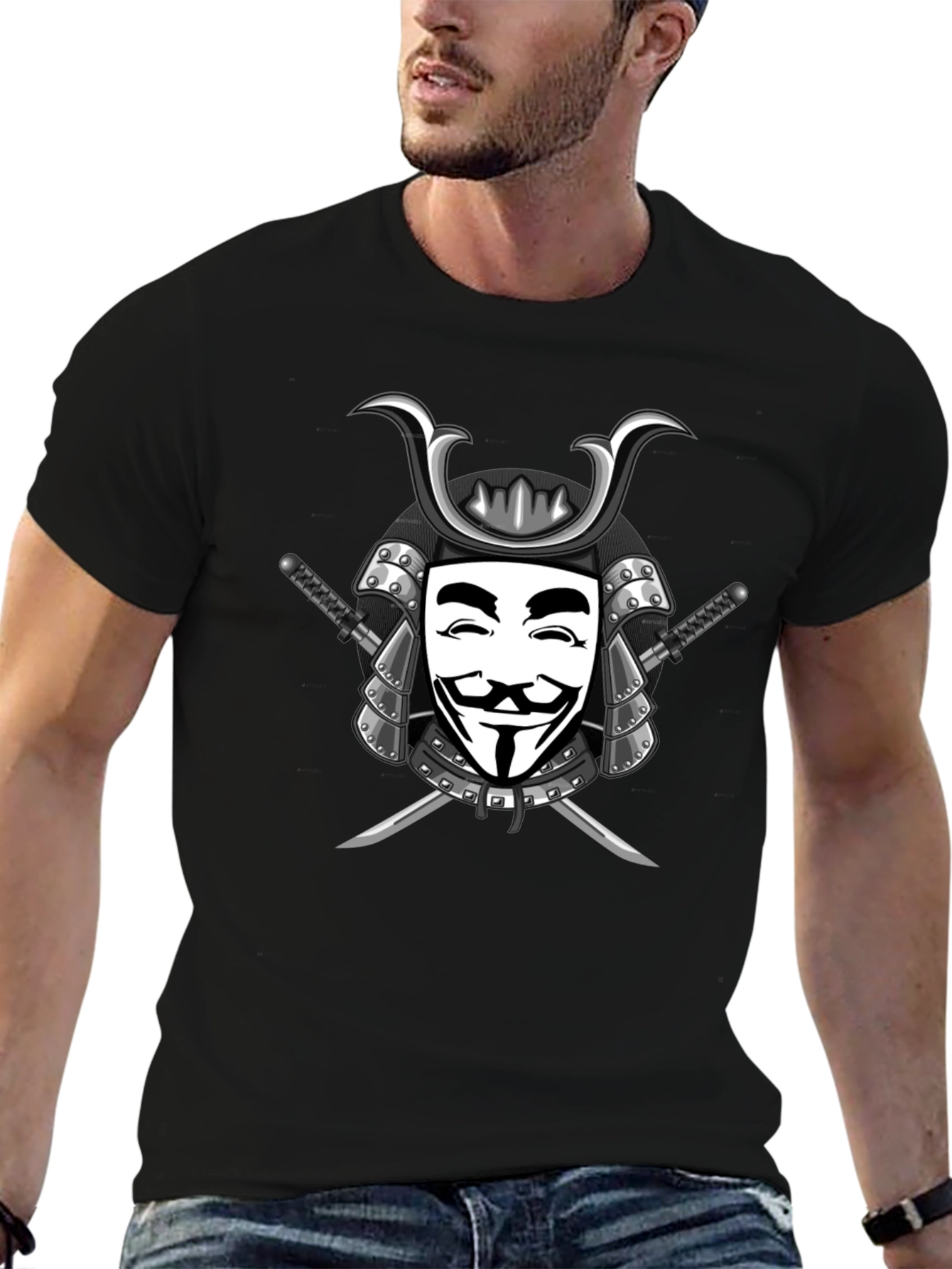 Samurai V Anonymous Mask Graphic T-Shirt