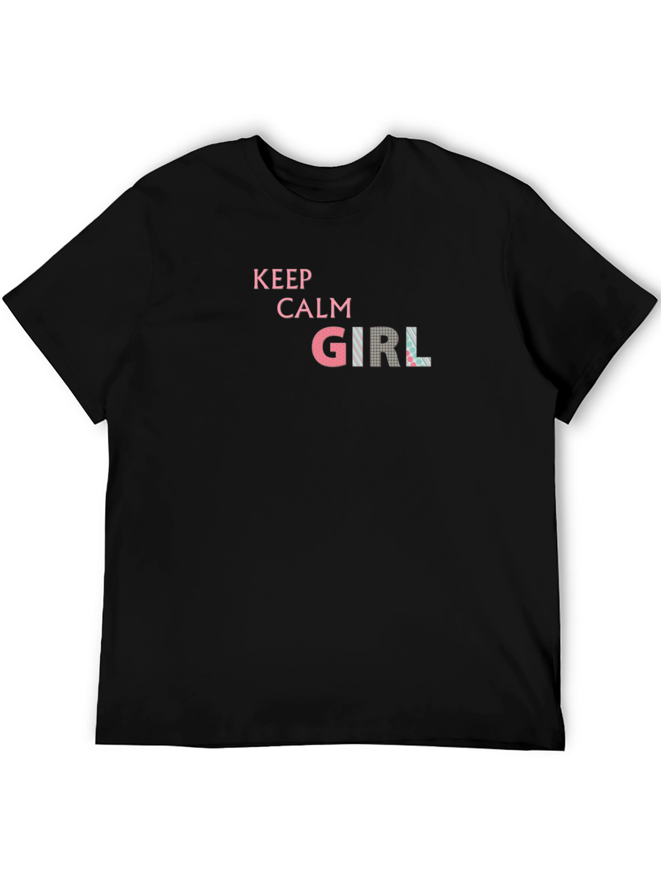 Keep Calm Girl Graphic Print Black T-Shirt