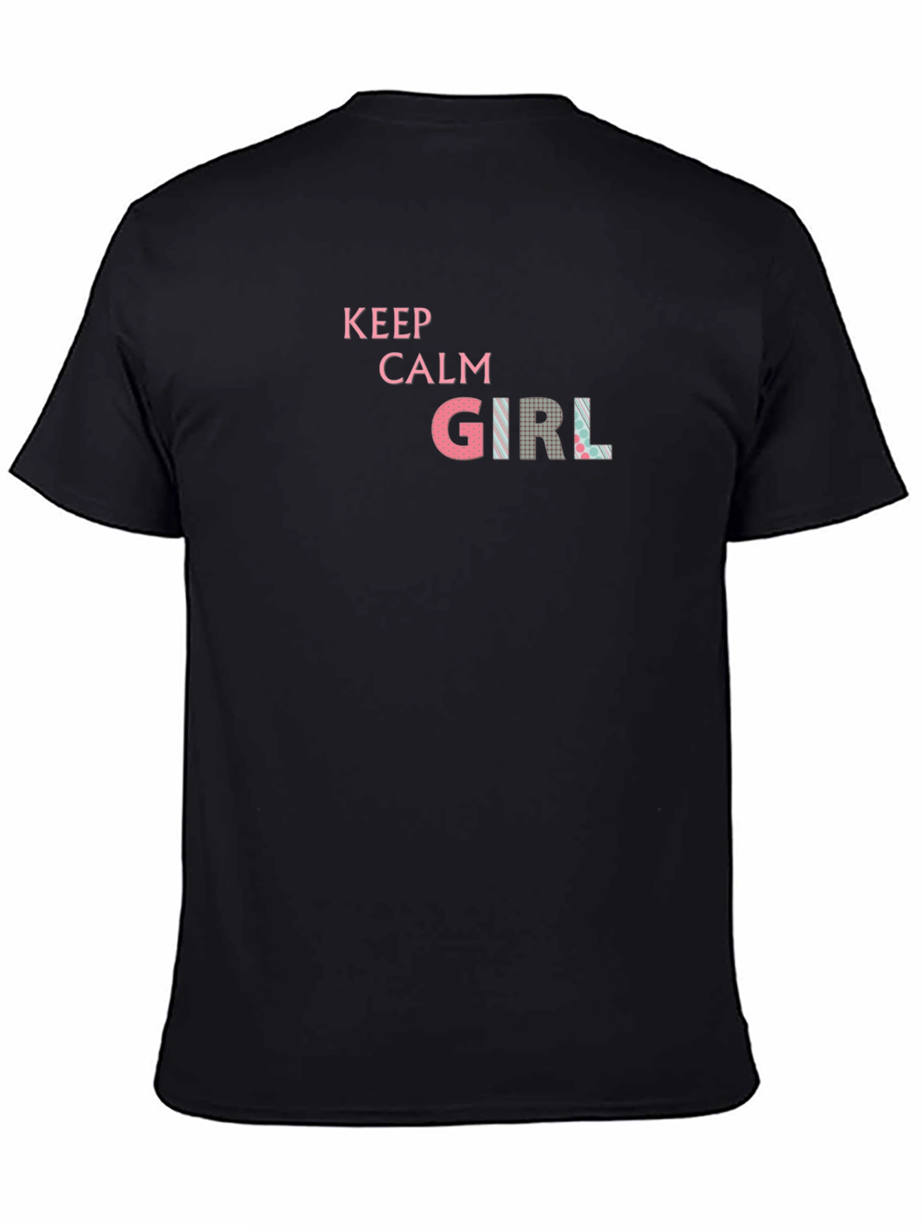Keep Calm Girl Graphic Print Black T-Shirt
