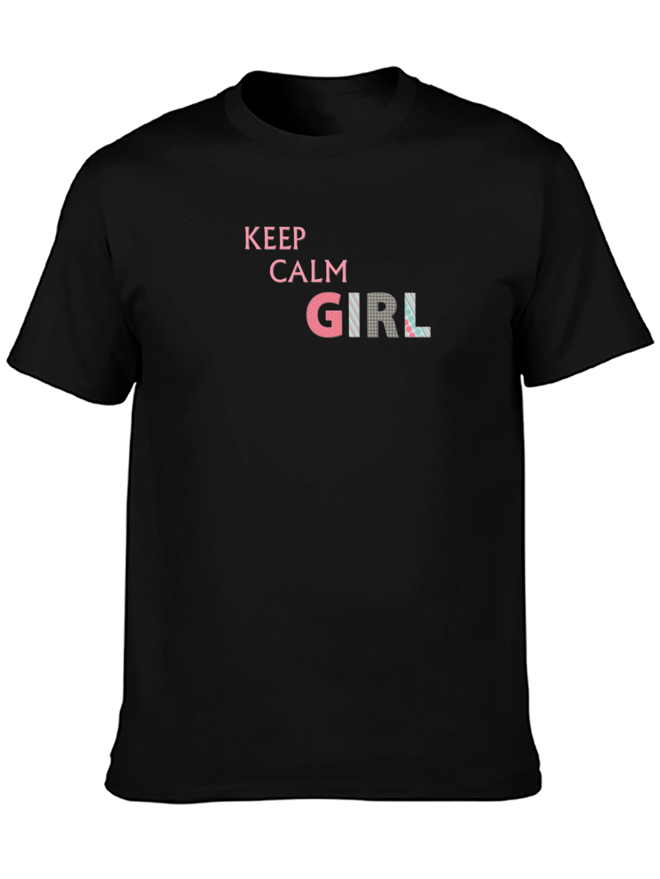 Keep Calm Girl Graphic Print Black T-Shirt