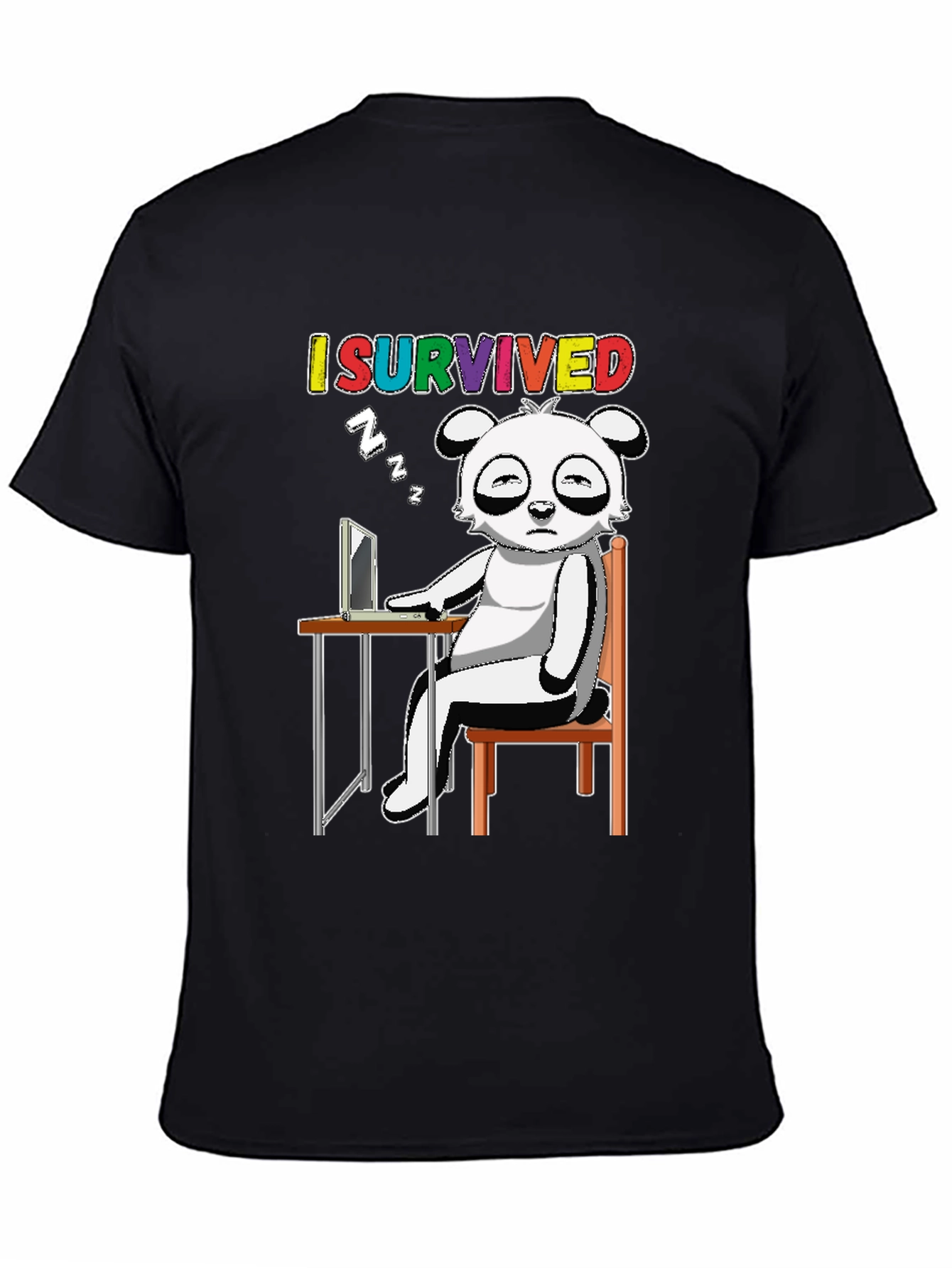 I Survived T-Shirt with Cartoon Panda Sleeping
