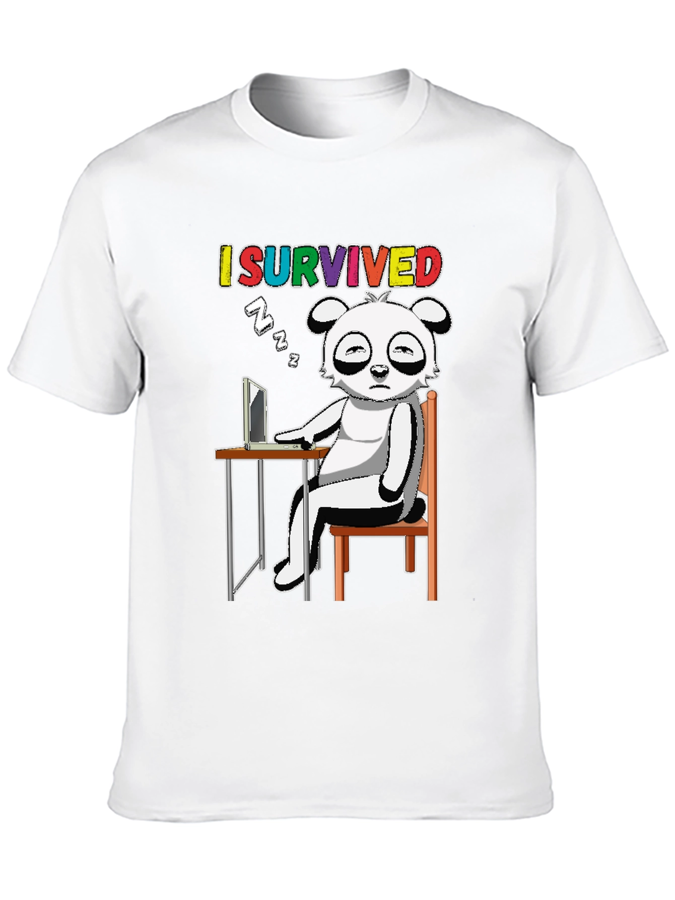 I Survived T-Shirt with Cartoon Panda Sleeping