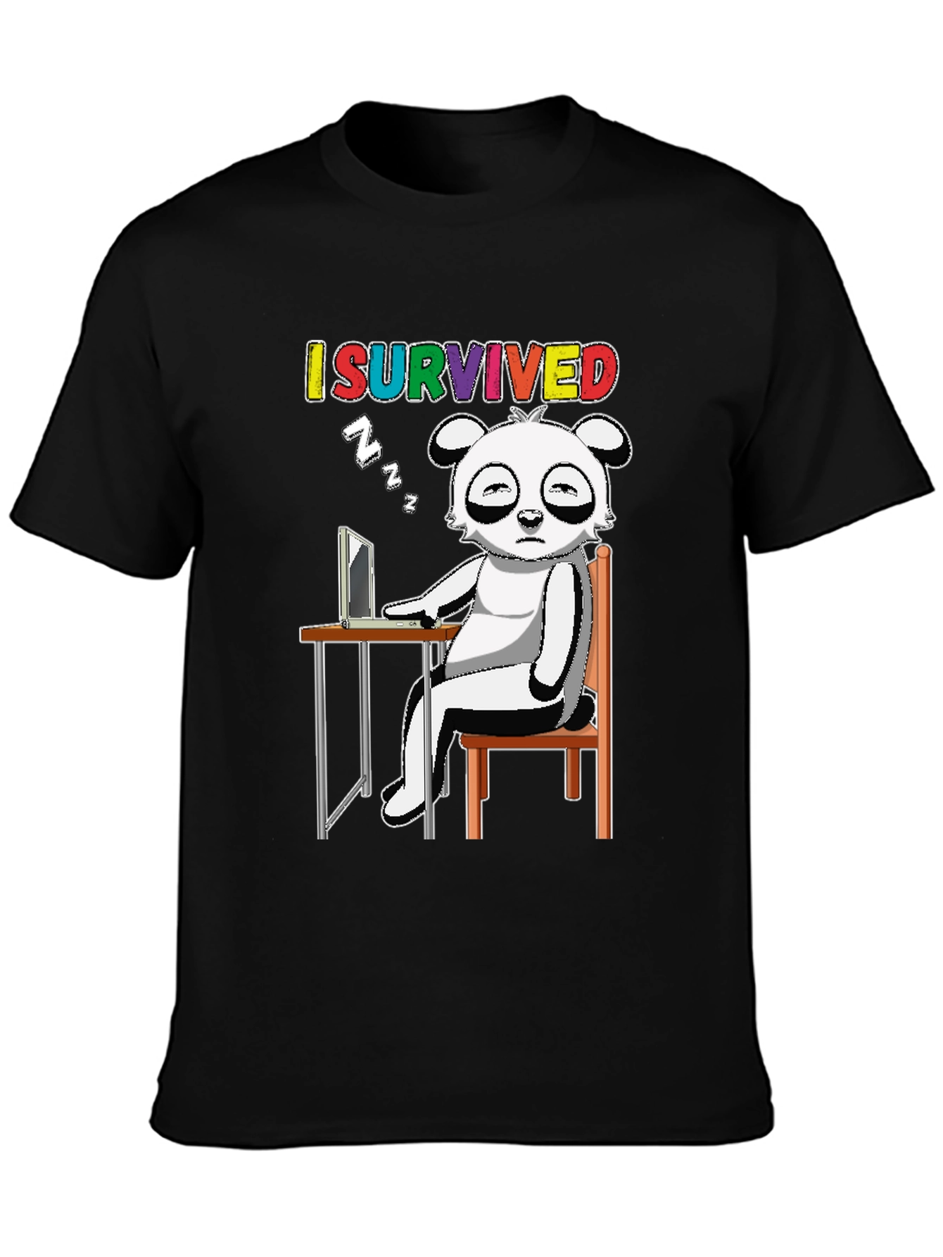 I Survived T-Shirt with Cartoon Panda Sleeping