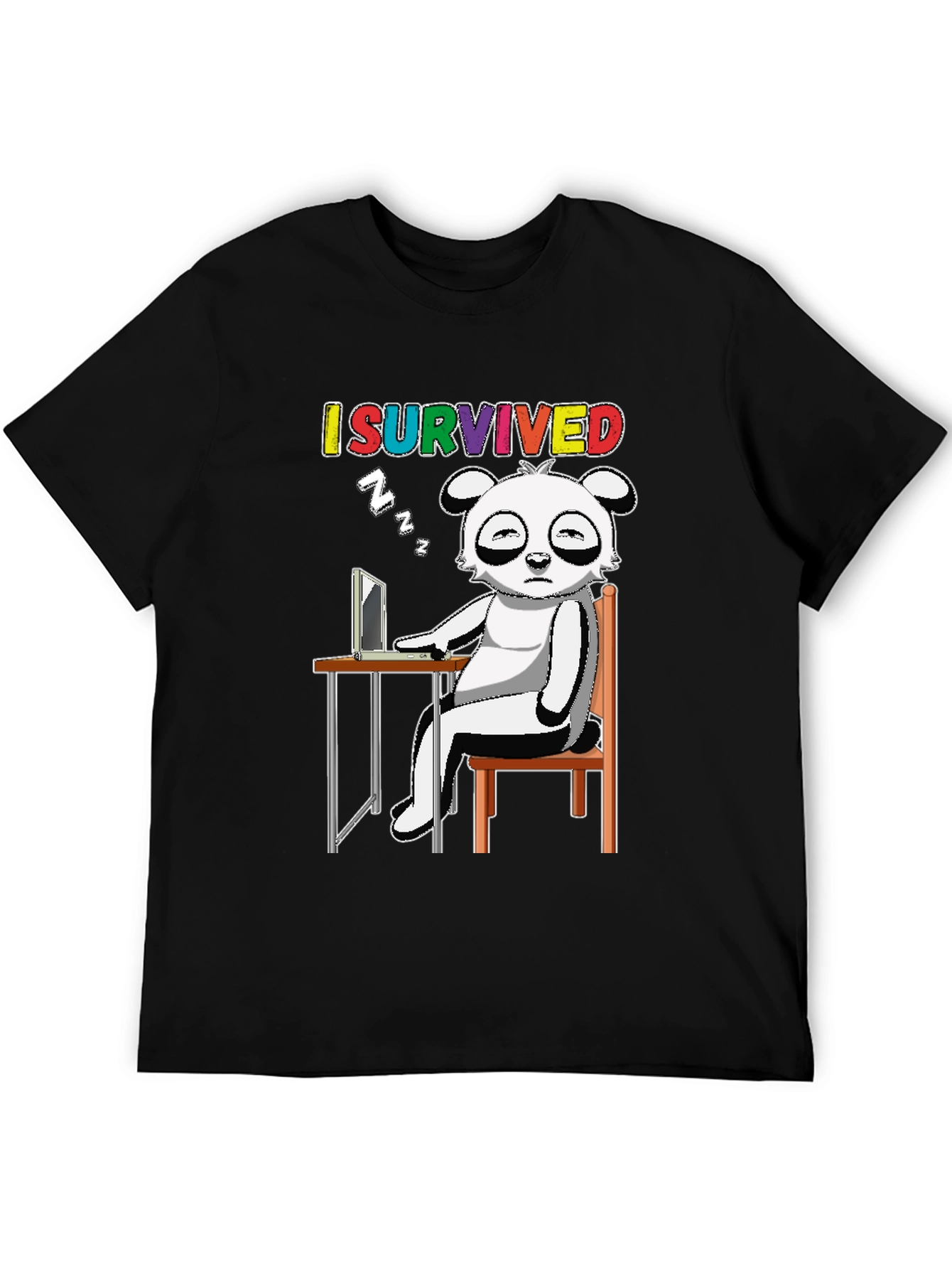 I Survived T-Shirt with Cartoon Panda Sleeping