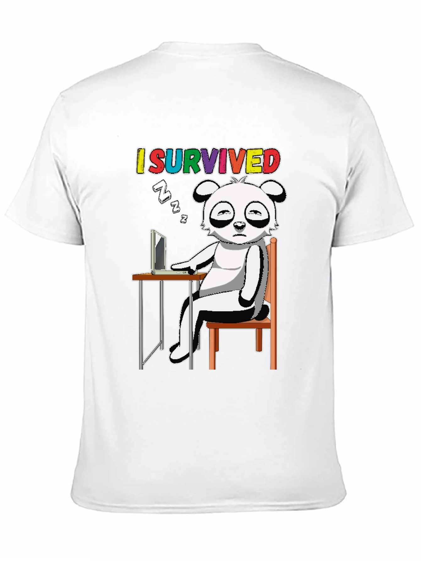 I Survived T-Shirt with Cartoon Panda Sleeping