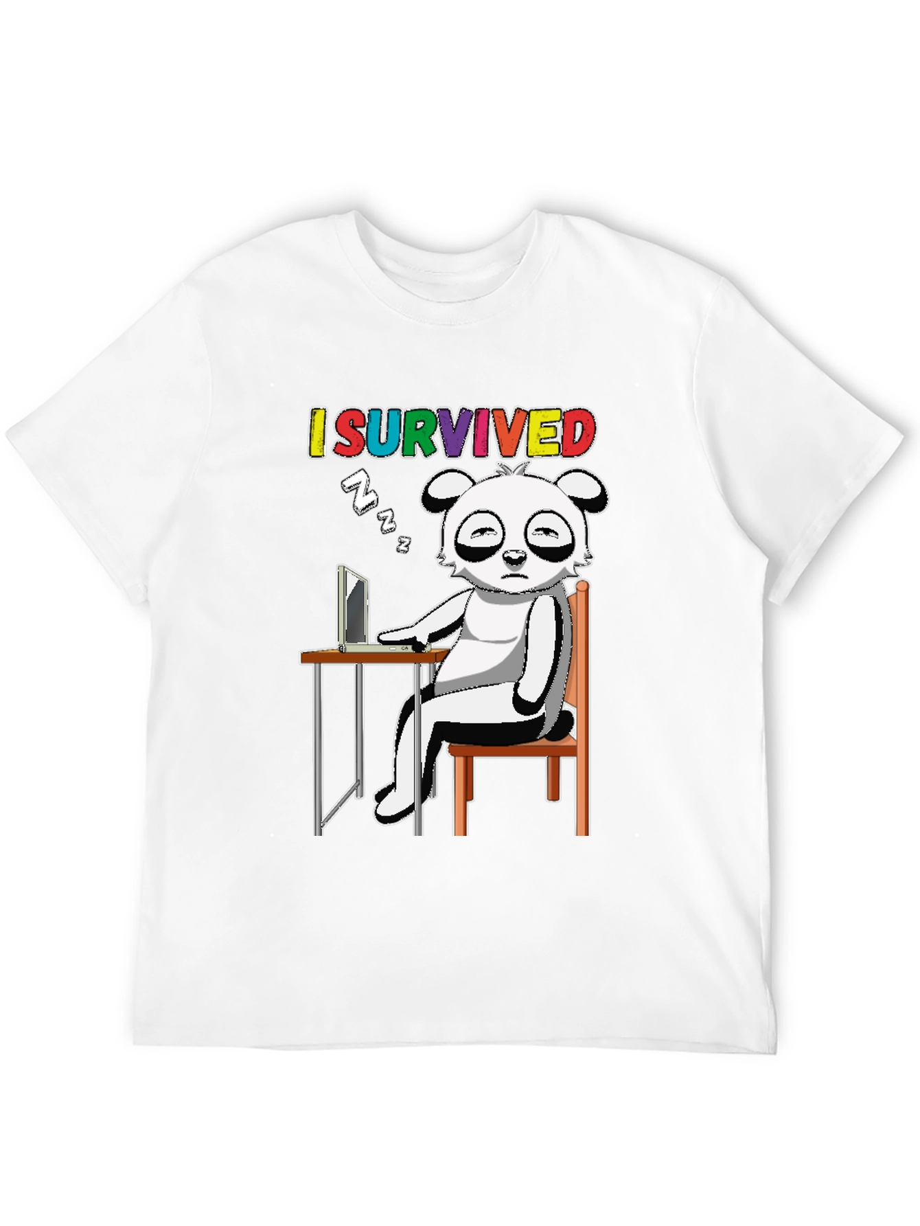 I Survived T-Shirt with Cartoon Panda Sleeping