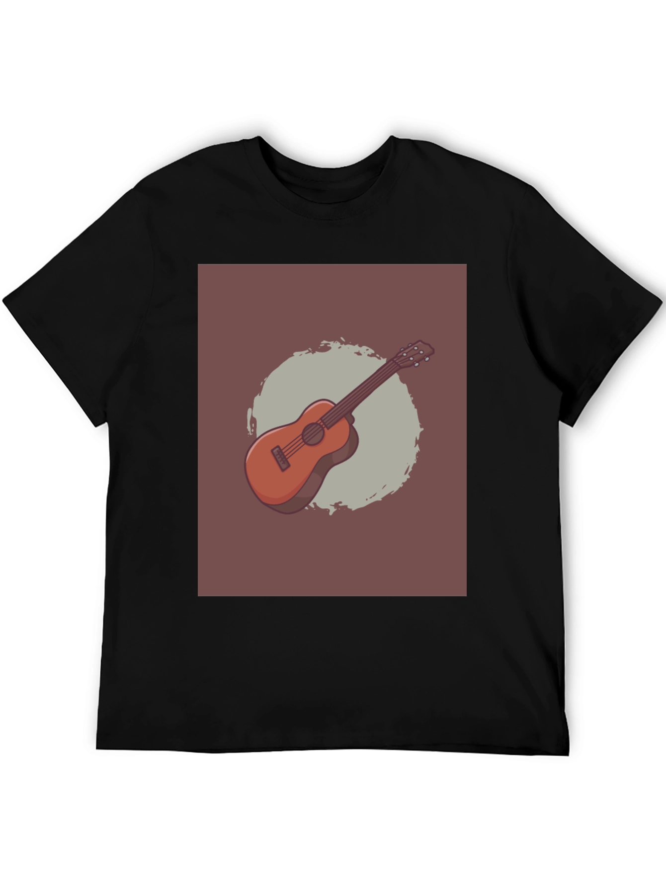 Guitar Graphic Tee - Mens Casual Black T-Shirt