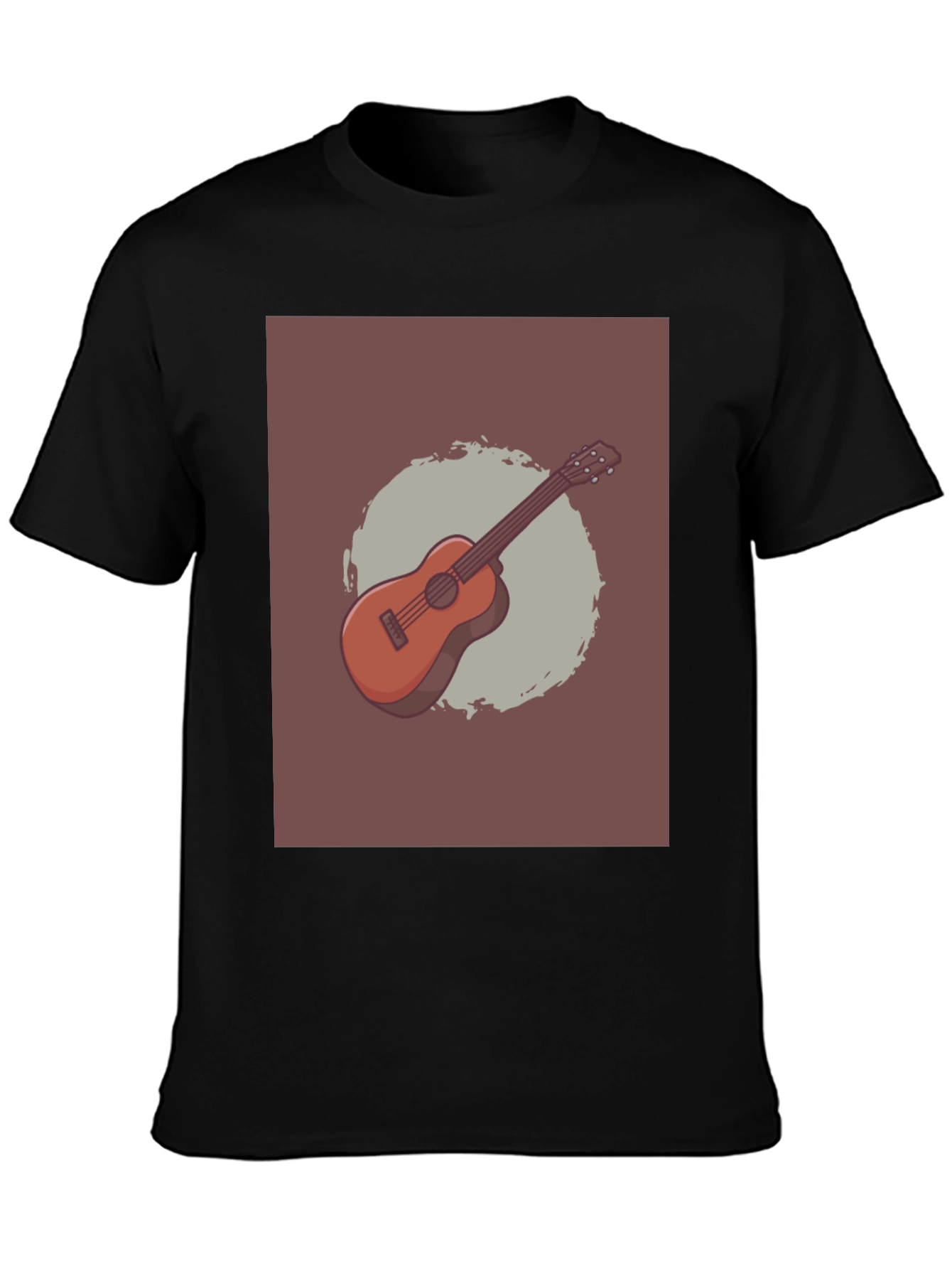 Guitar Graphic Tee - Mens Casual Black T-Shirt