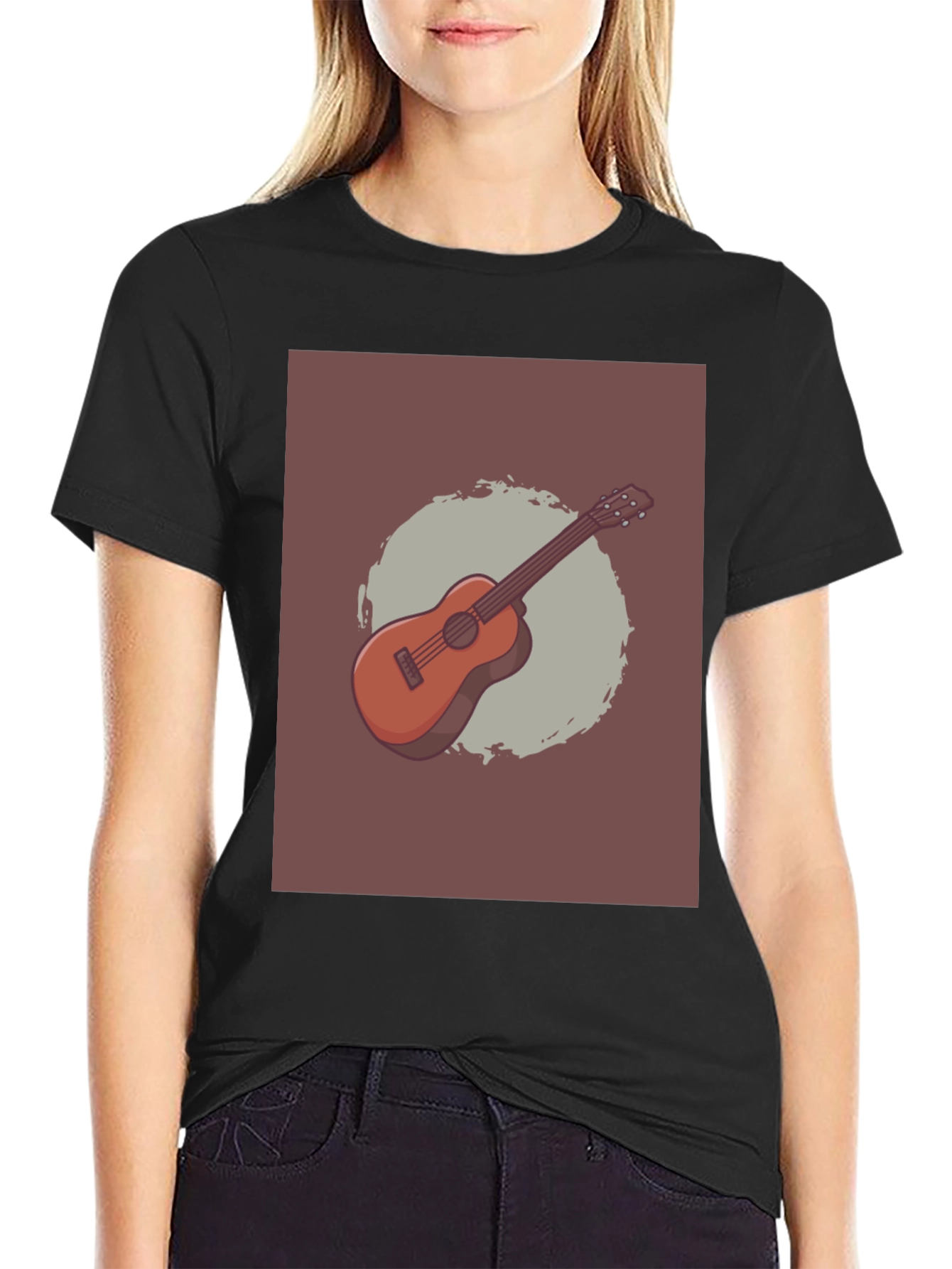 Guitar Graphic Tee - Mens Casual Black T-Shirt