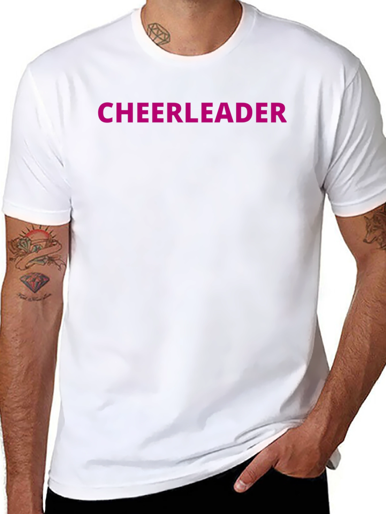 Cheerleader Graphic Black Crew Neck T-Shirt