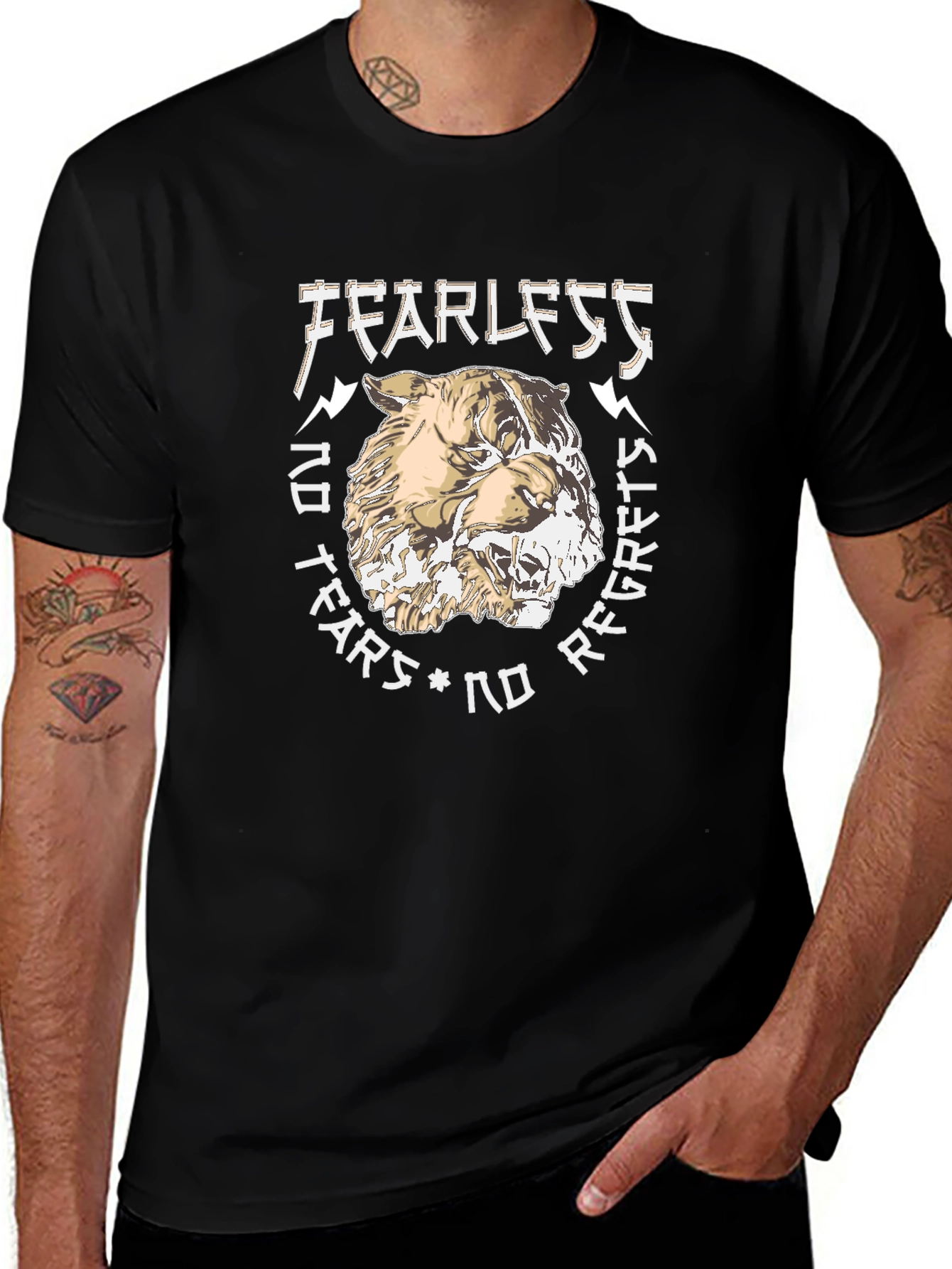 Fearless Graphic Print T-Shirt - Black