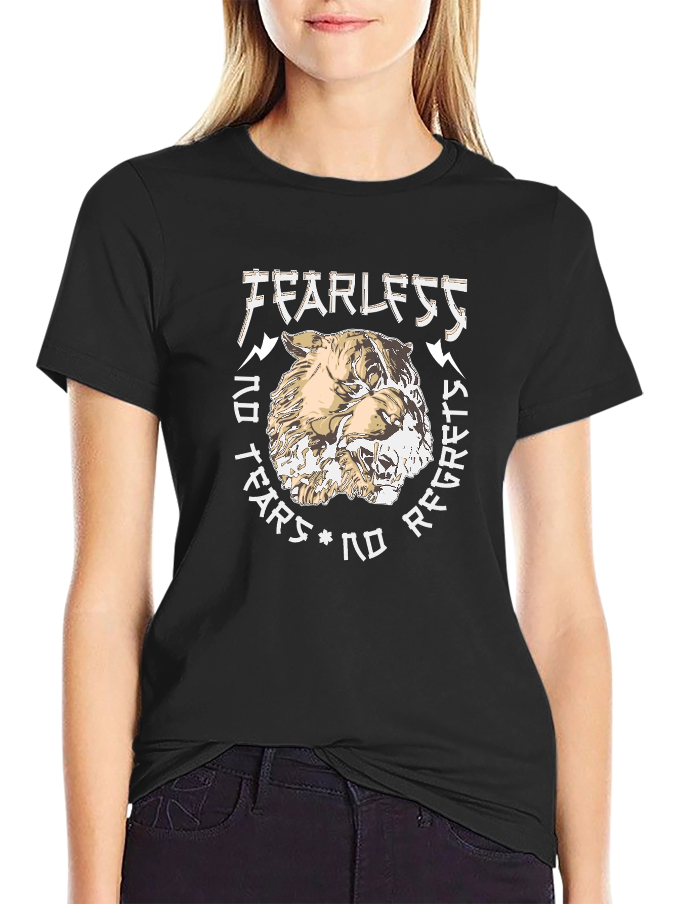 Fearless Graphic Print T-Shirt - Black