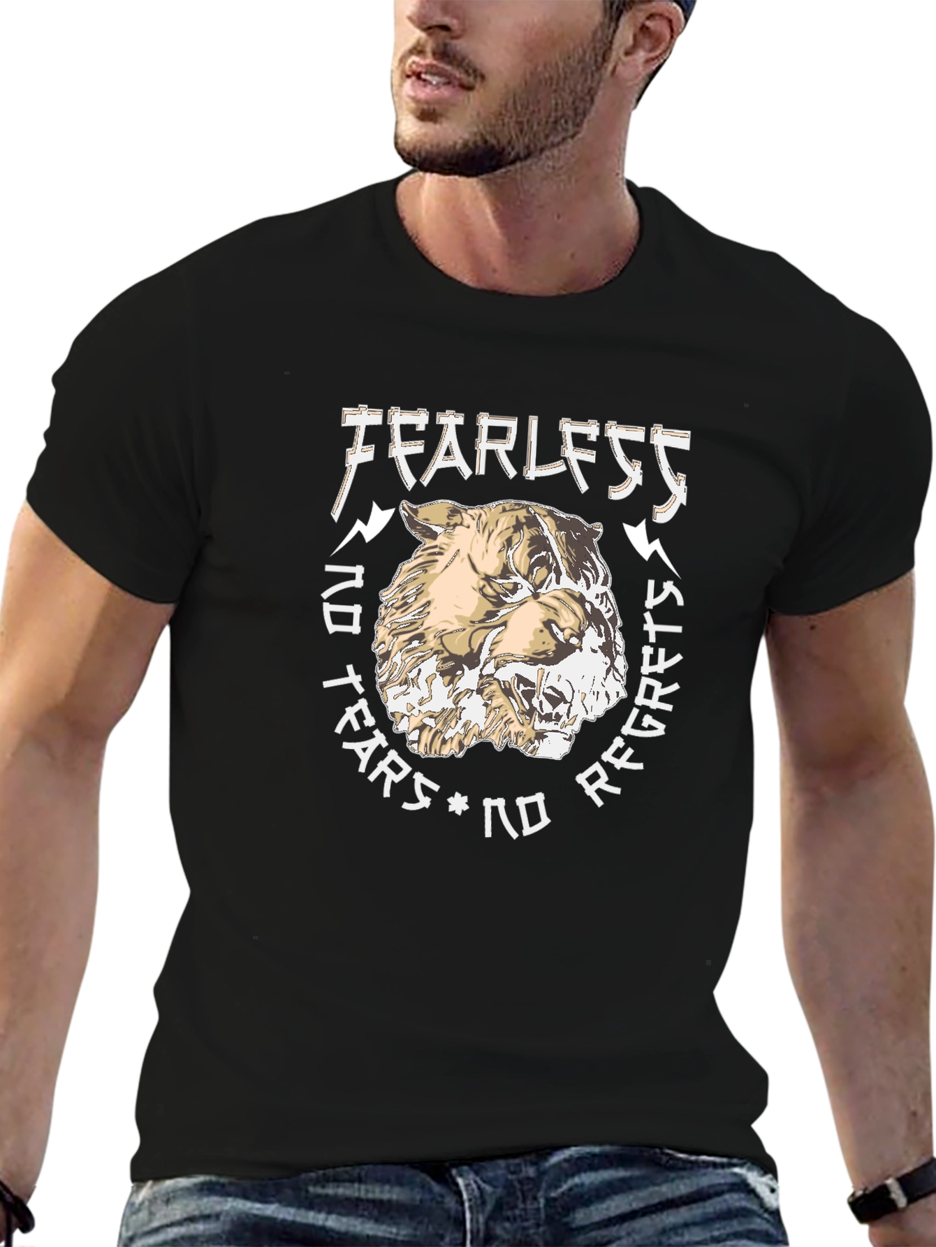 Fearless Graphic Print T-Shirt - Black