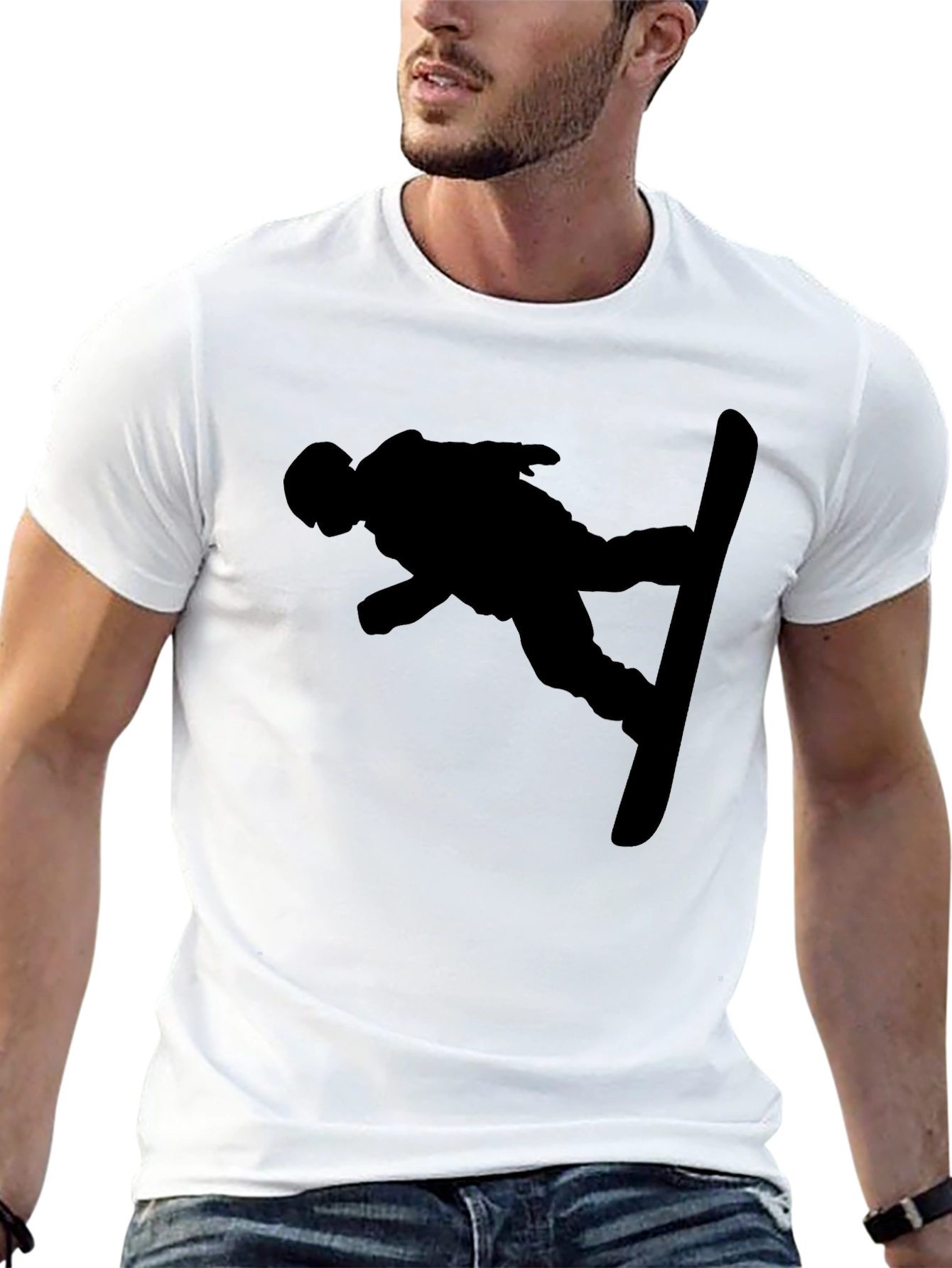 Silhouette Snowboarder Black T-Shirt