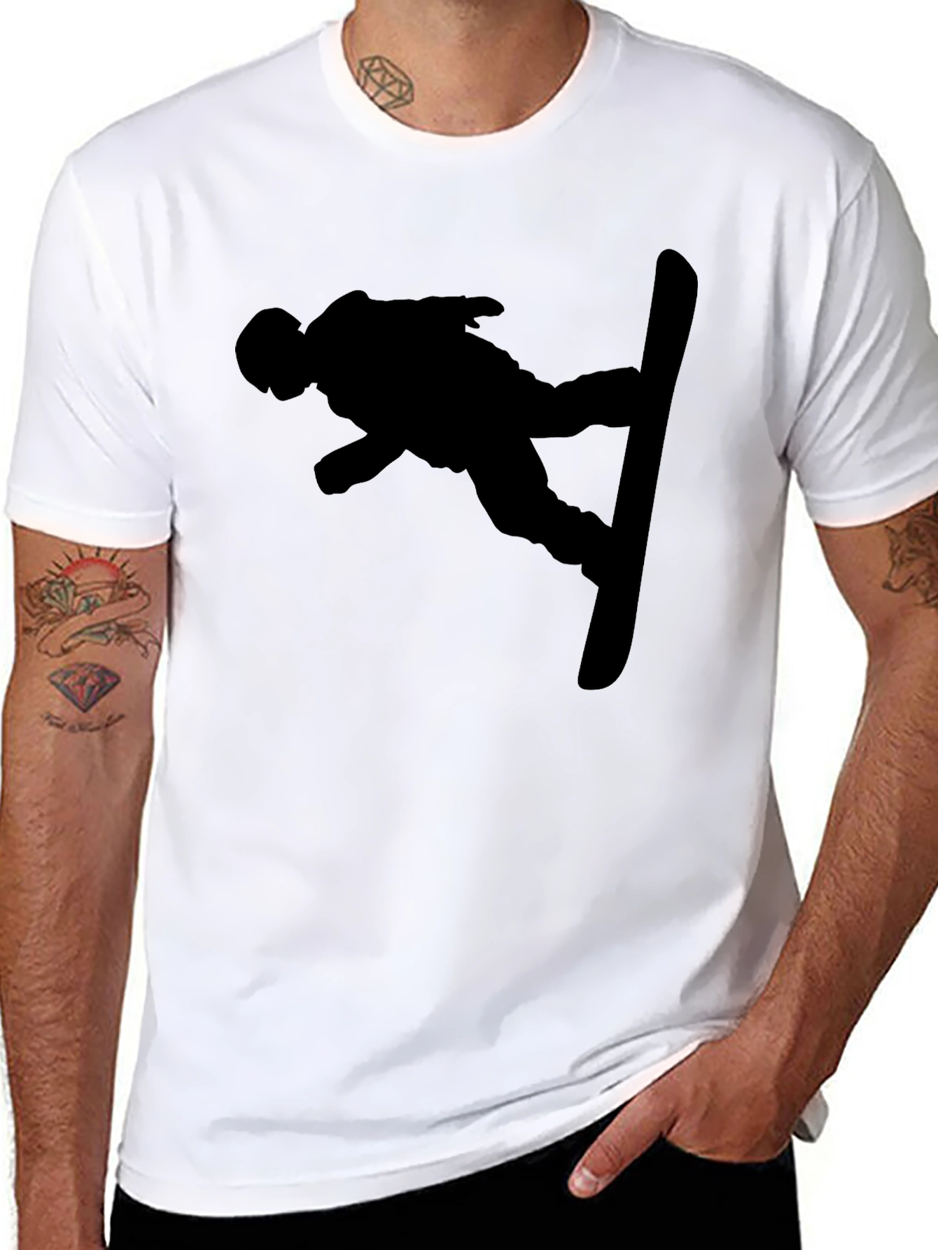 Silhouette Snowboarder Black T-Shirt