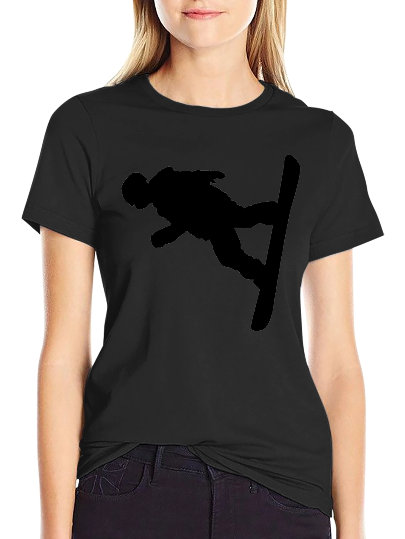 Silhouette Snowboarder Black T-Shirt