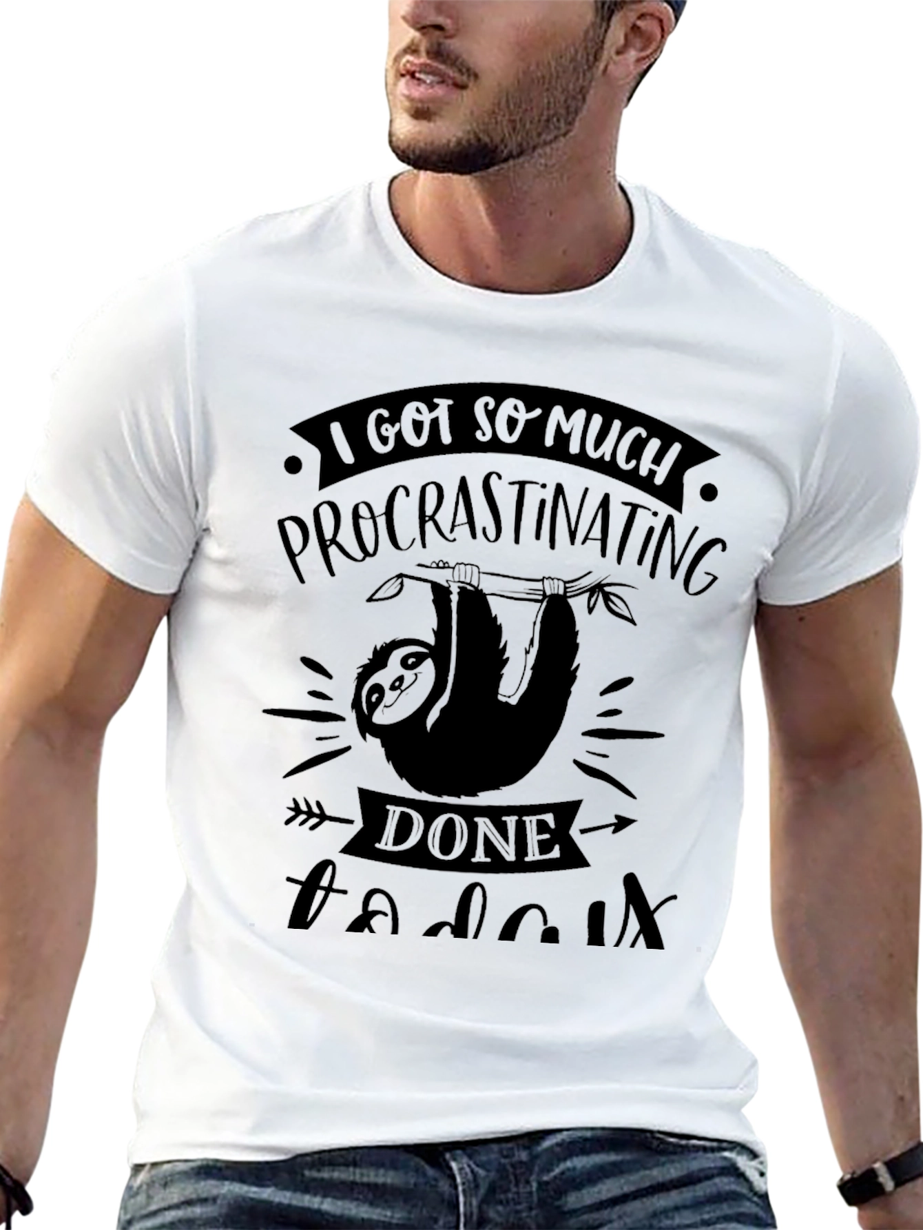 Procrastinating Sloth Graphic T-Shirt - Funny Novelty Tee