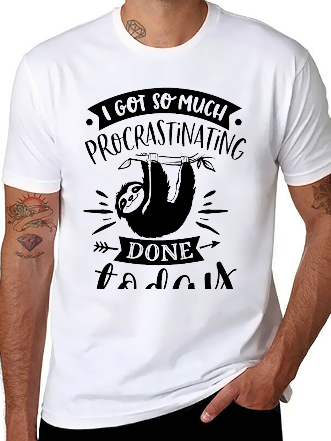 Procrastinating Sloth Graphic T-Shirt - Funny Novelty Tee
