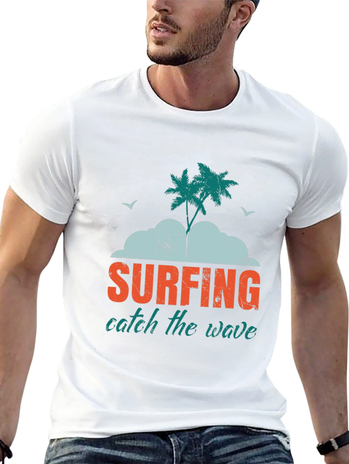 Surfing Catch the Wave Graphic Tee - Black