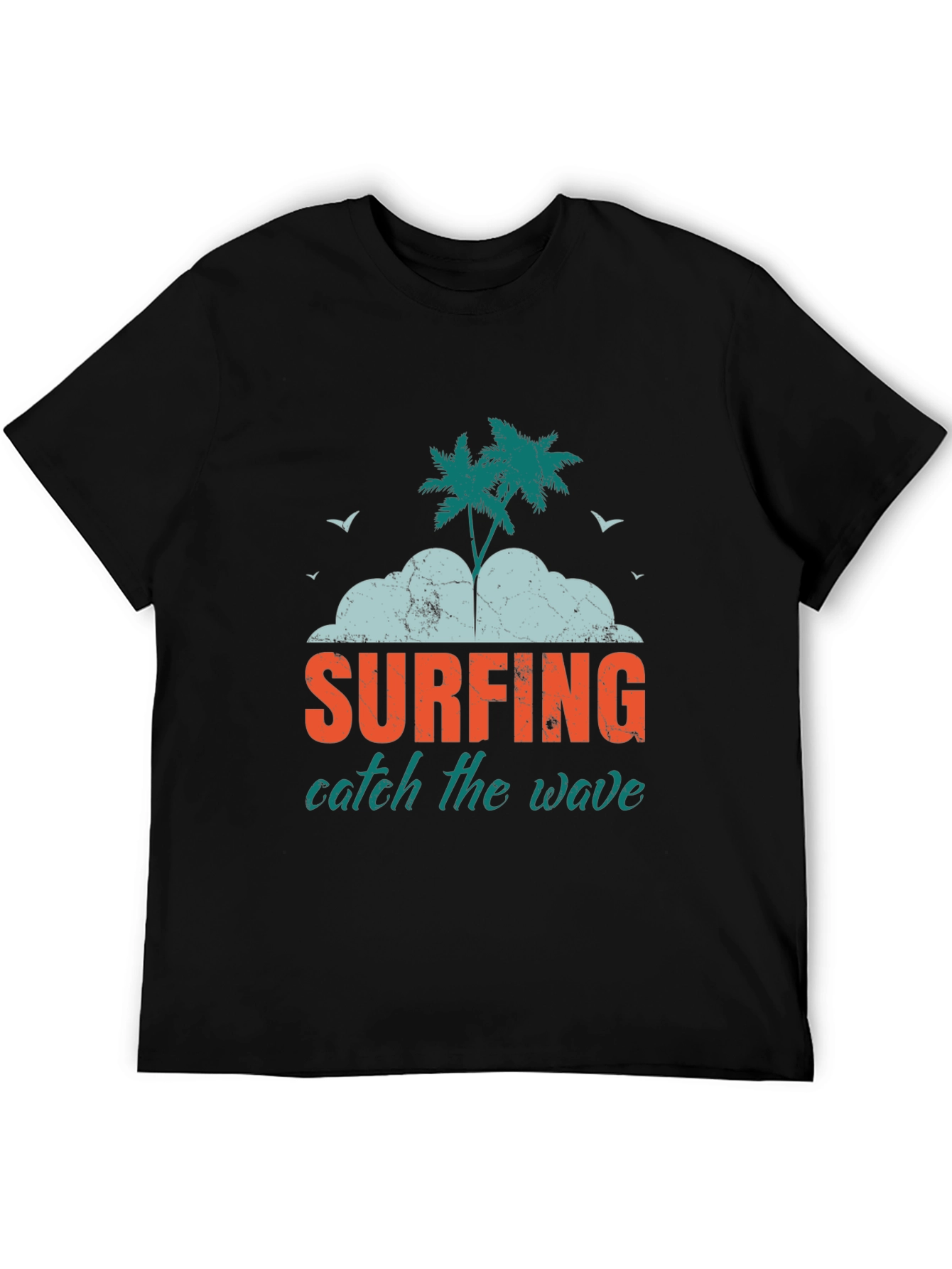 Surfing Catch the Wave Graphic Tee - Black