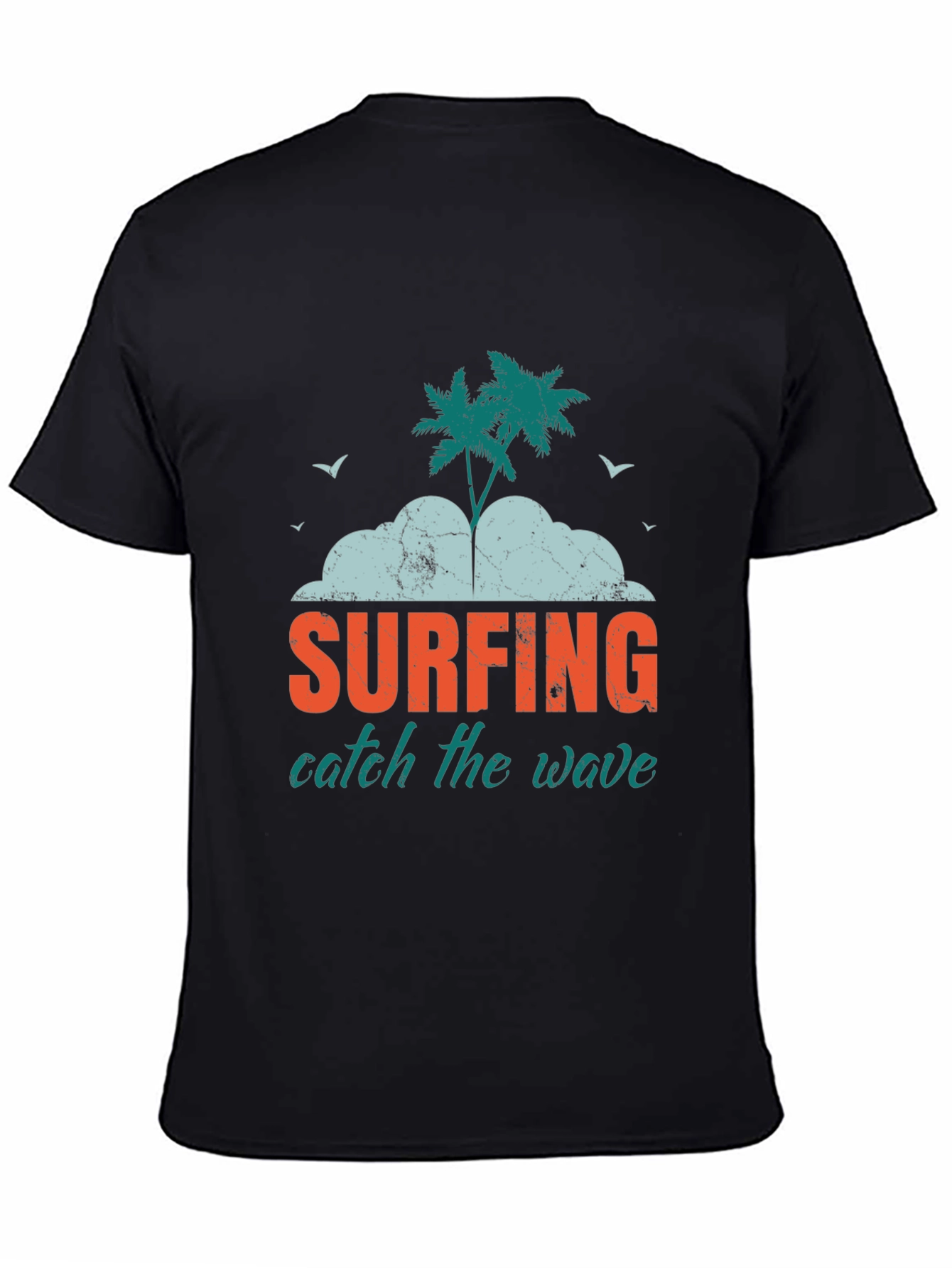 Surfing Catch the Wave Graphic Tee - Black